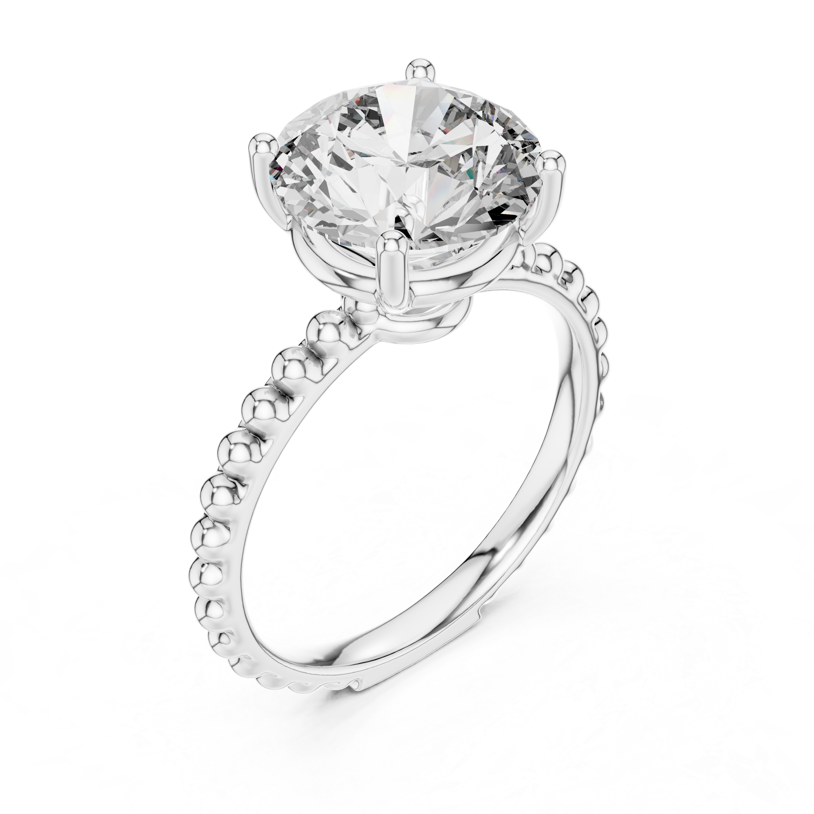 2ct Solitaire With Beads Shank