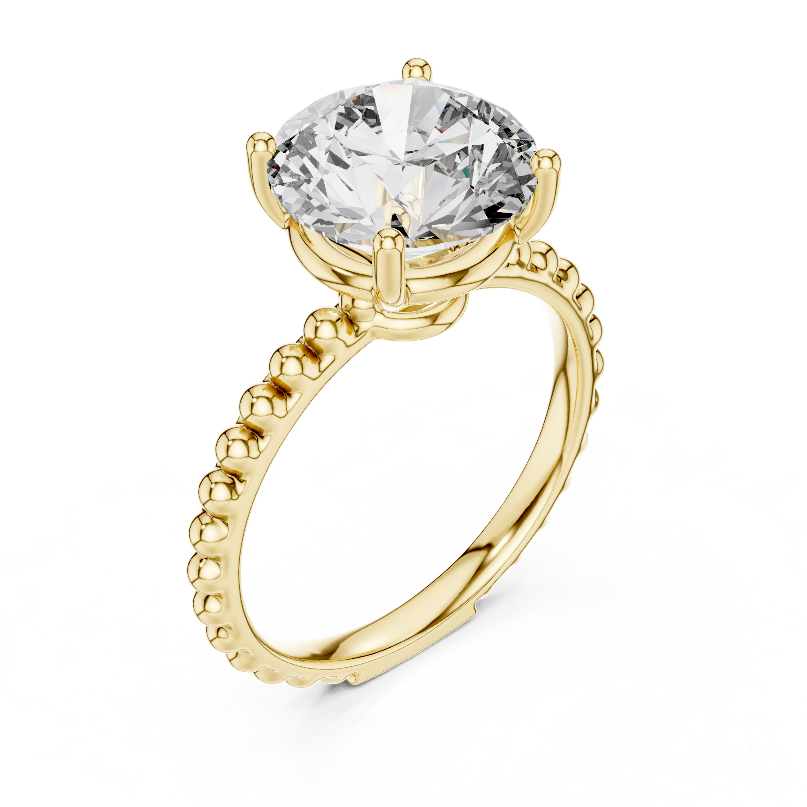 2ct Solitaire With Beads Shank