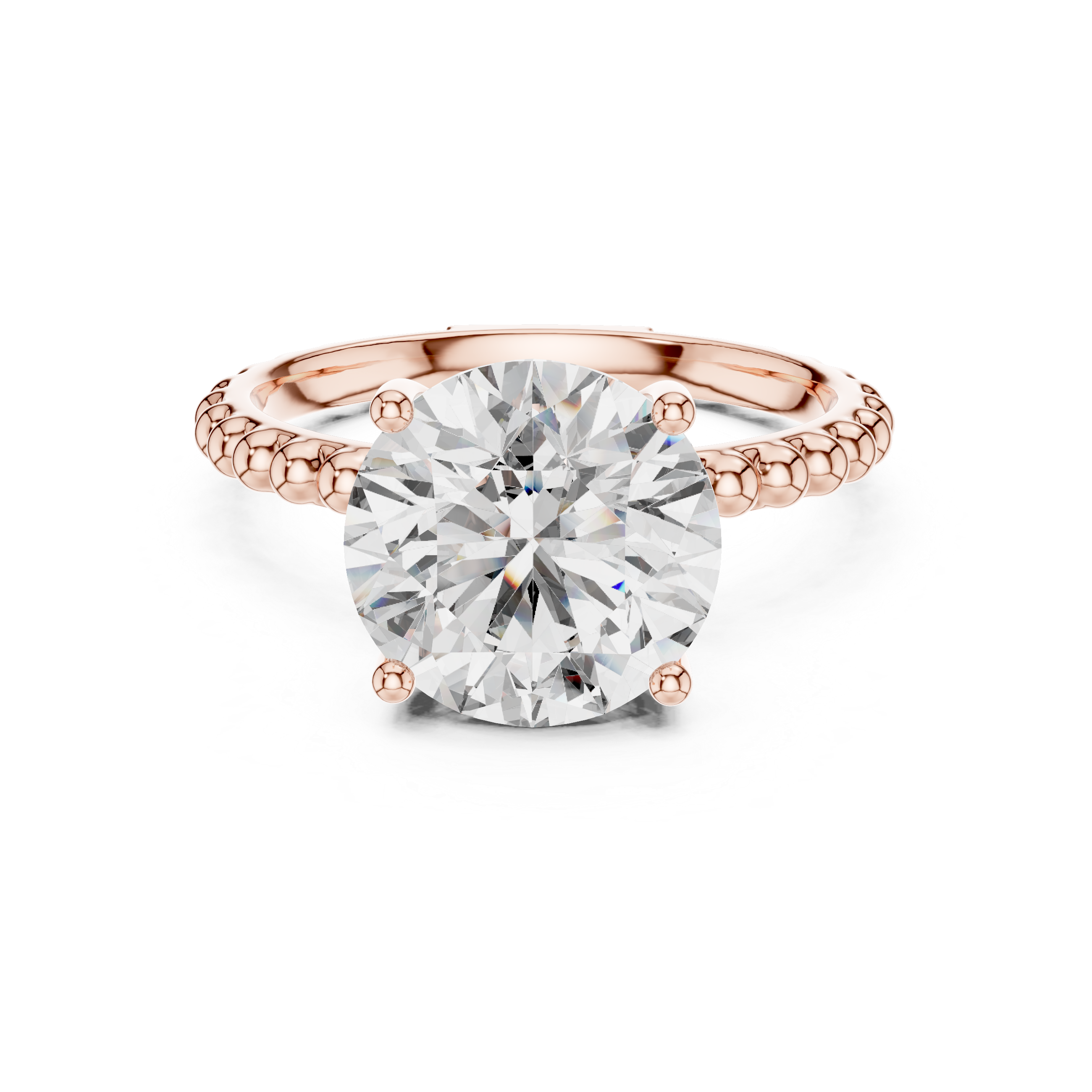 2ct Solitaire With Beads Shank