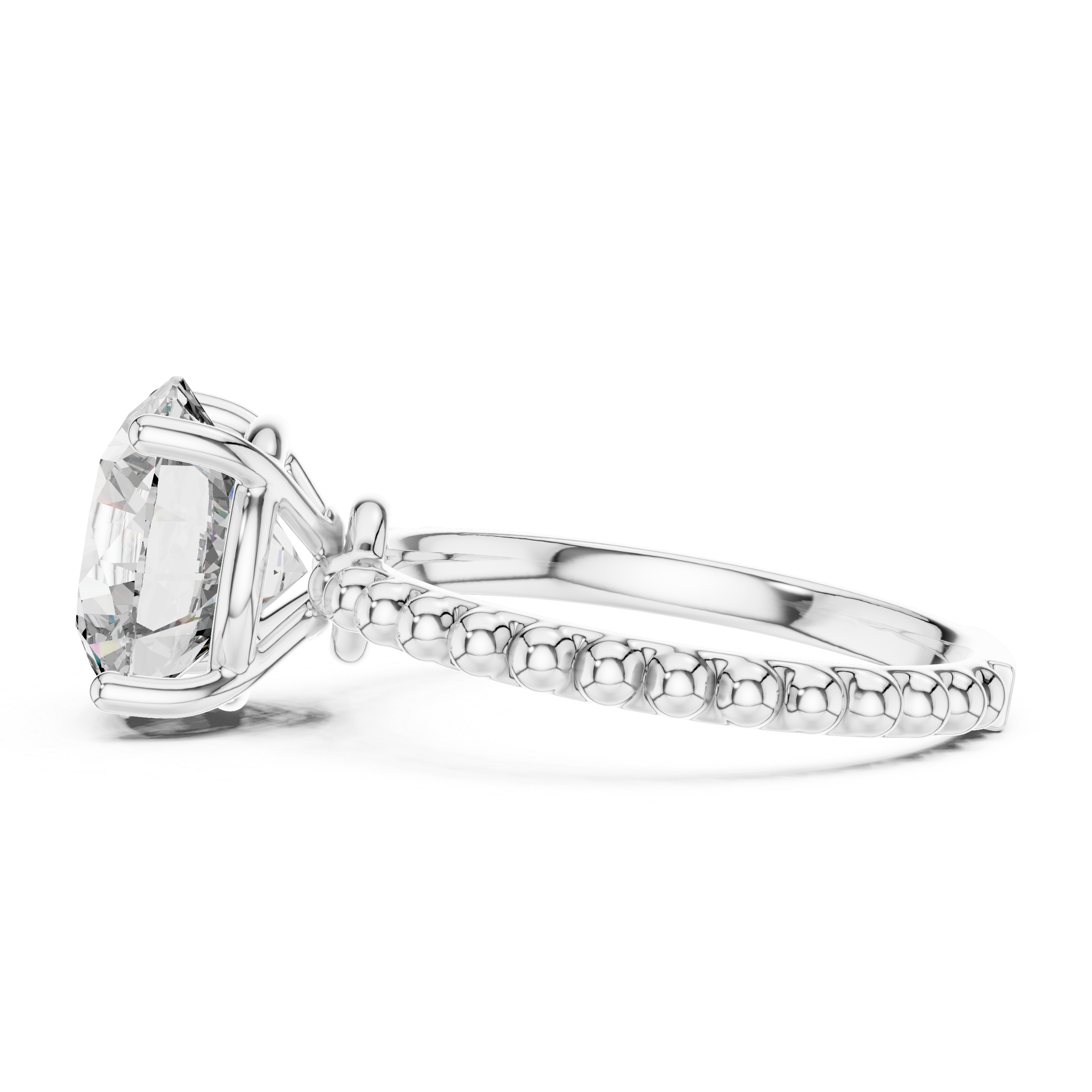 2ct Solitaire With Beads Shank