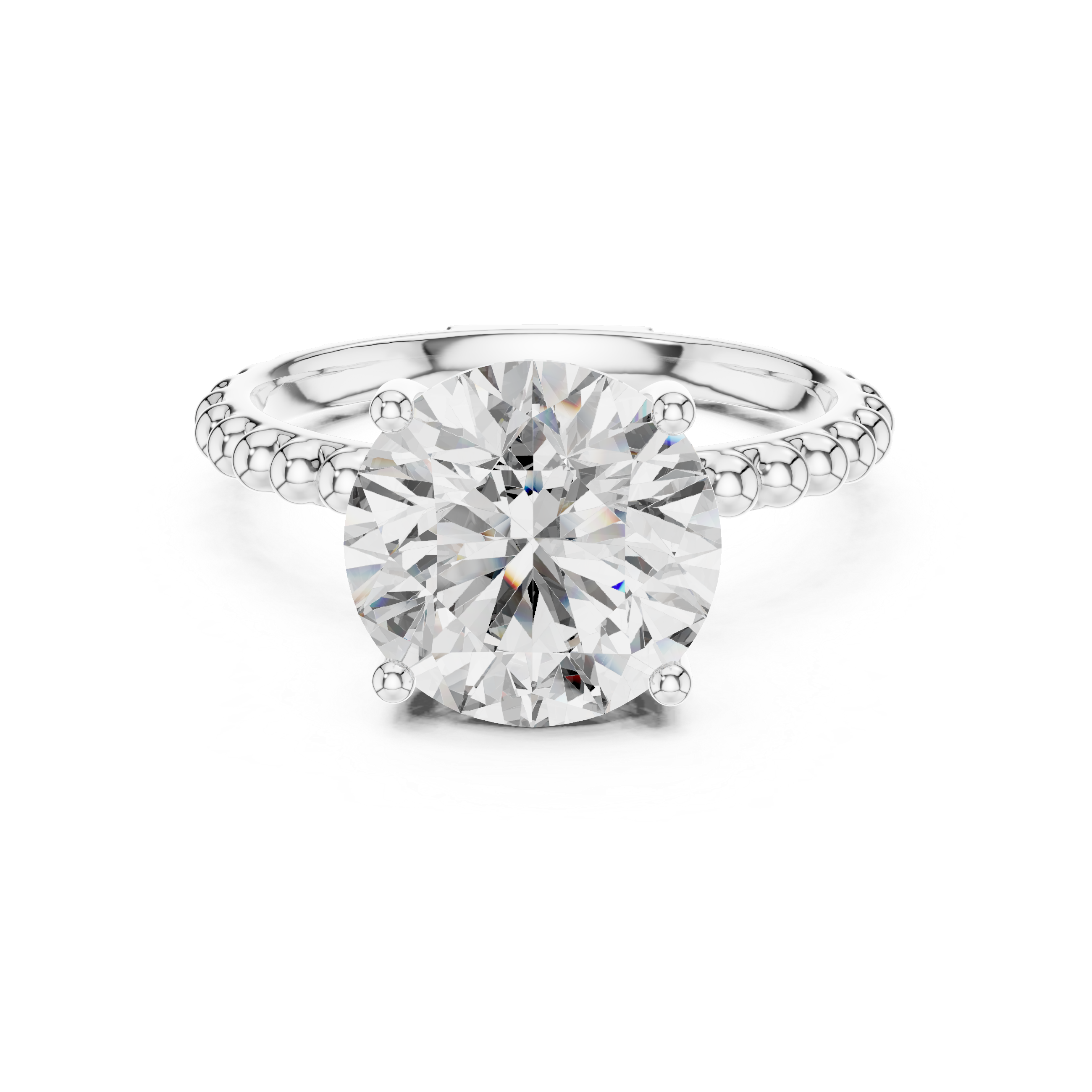 2ct Solitaire With Beads Shank