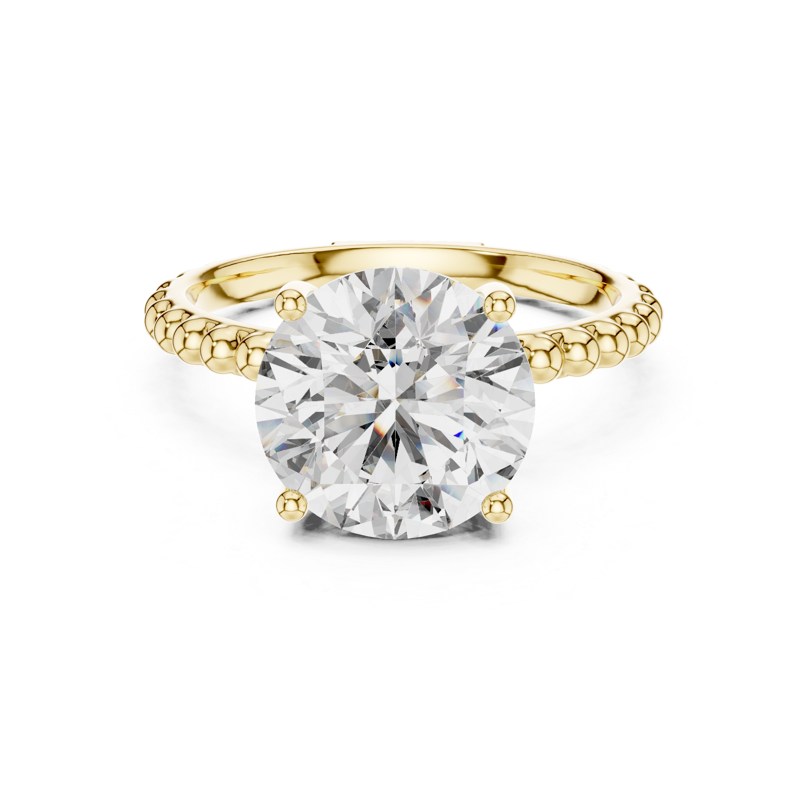 2ct Solitaire With Beads Shank