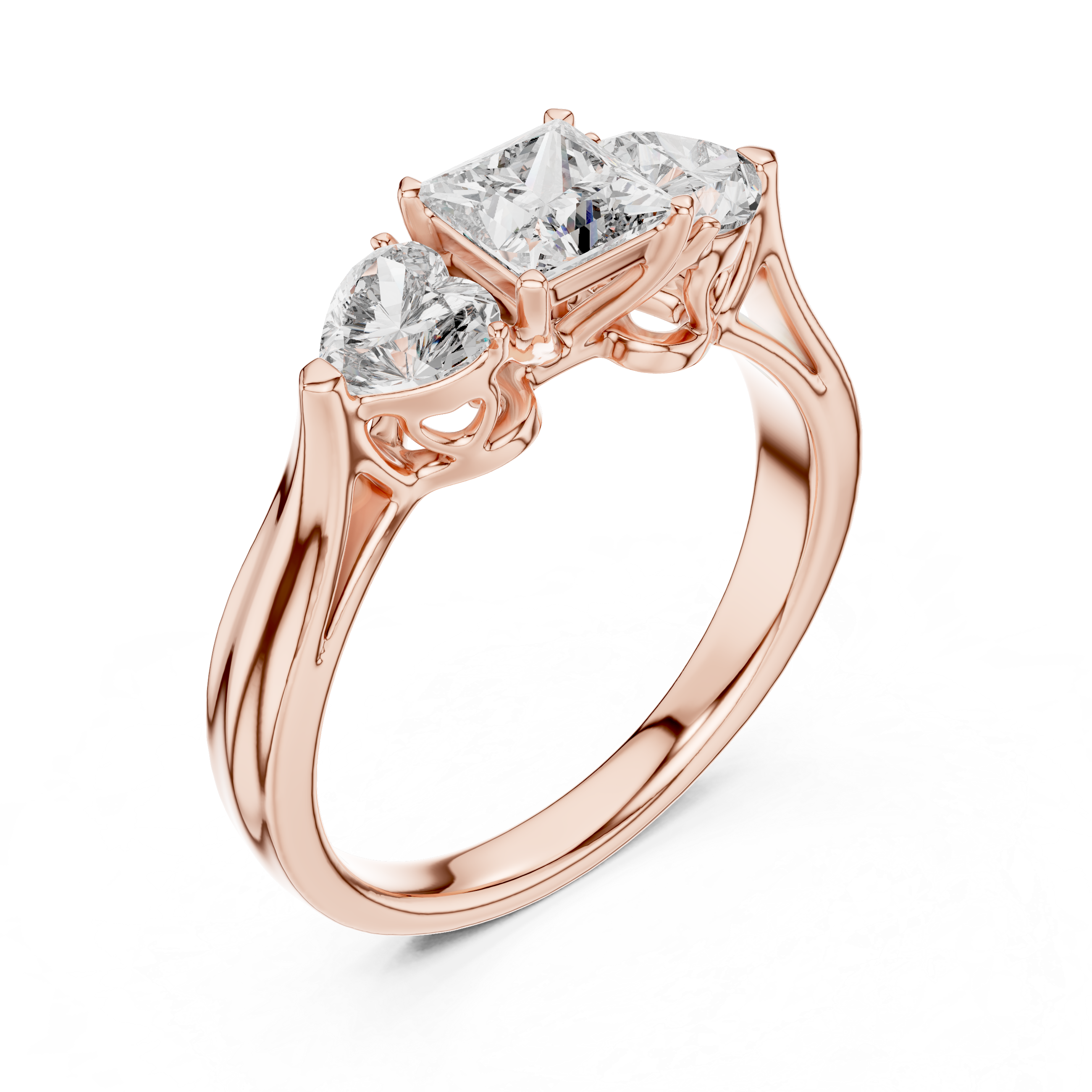 Princess With Heart Side Stone Engagement