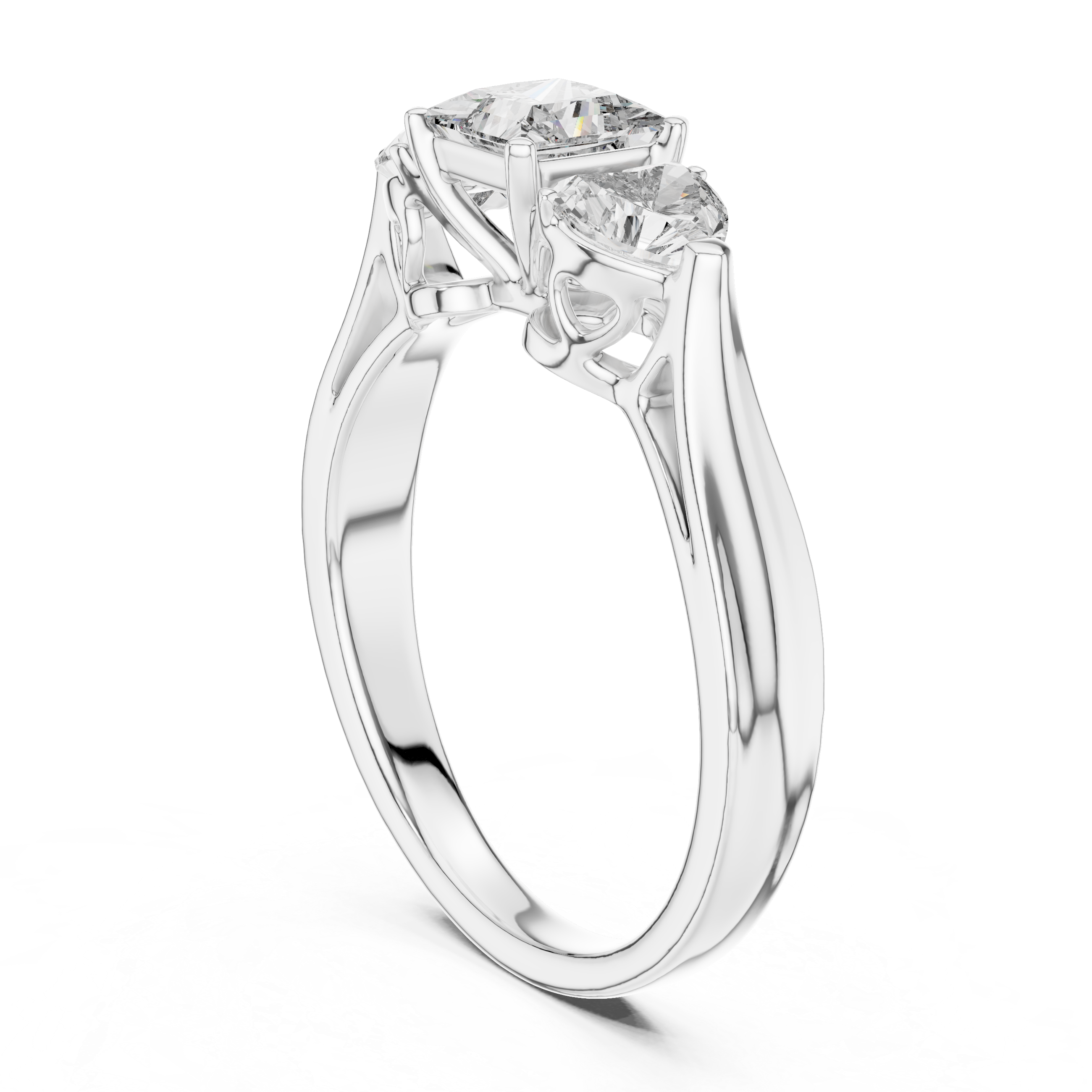 Princess With Heart Side Stone Engagement