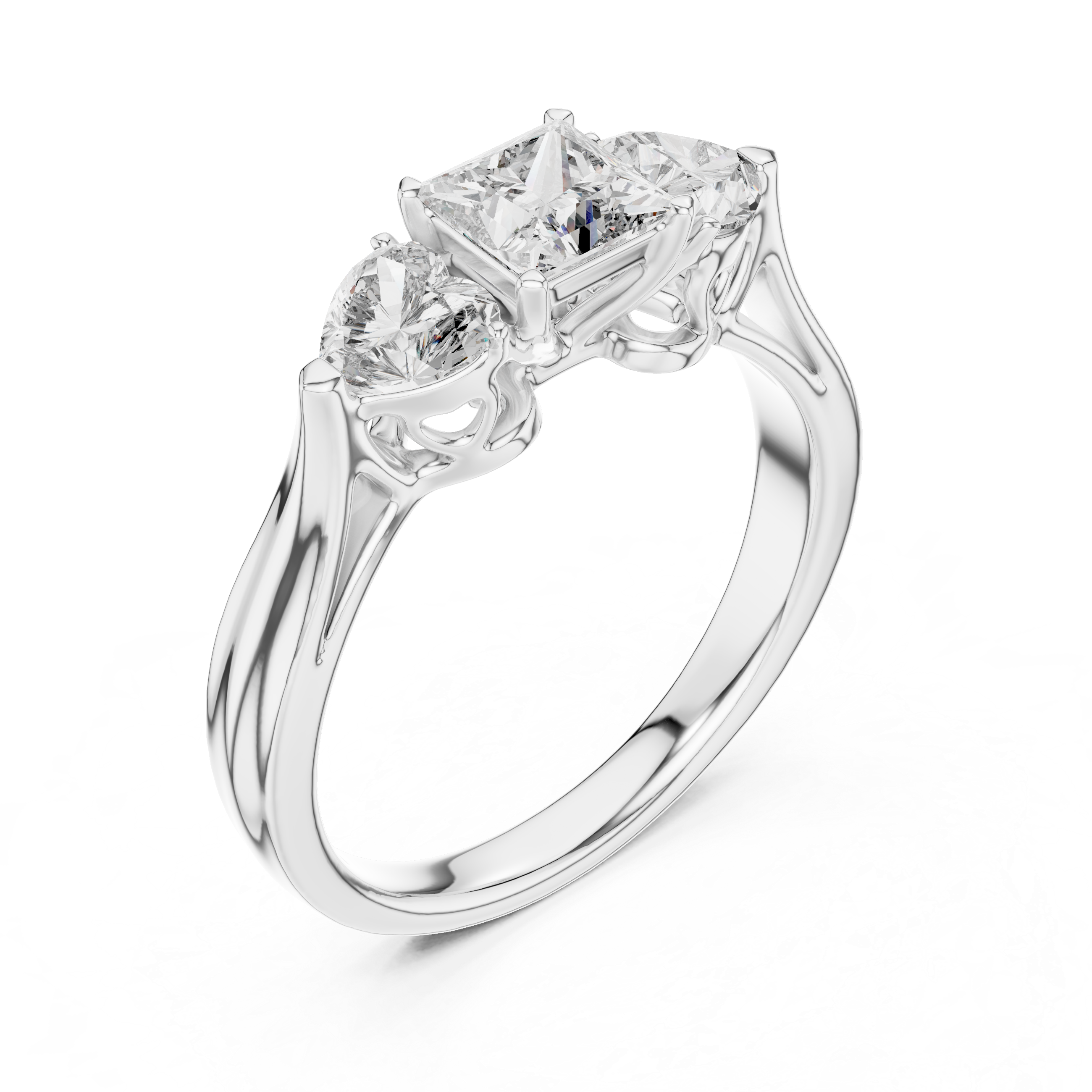 Princess With Heart Side Stone Engagement