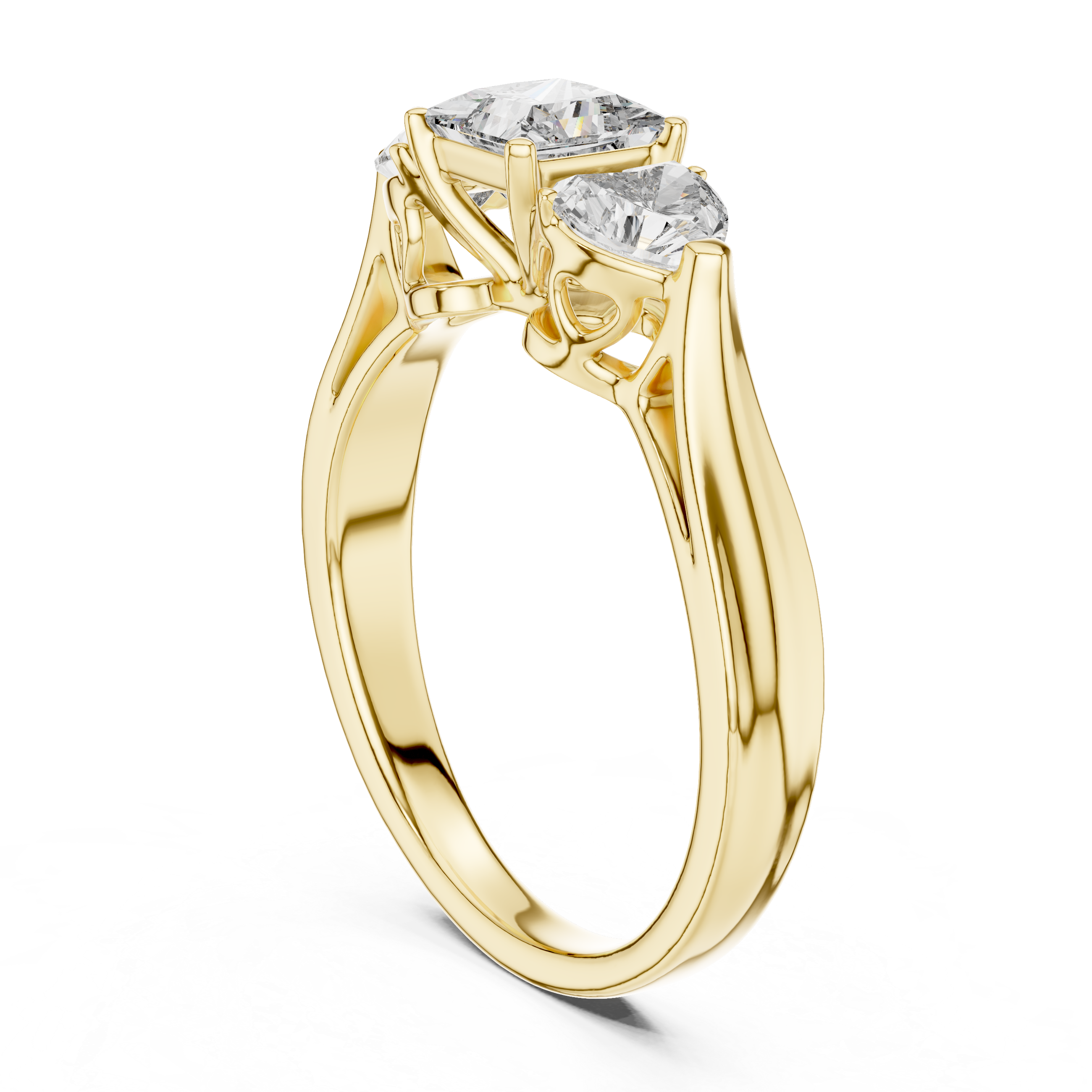 Princess With Heart Side Stone Engagement