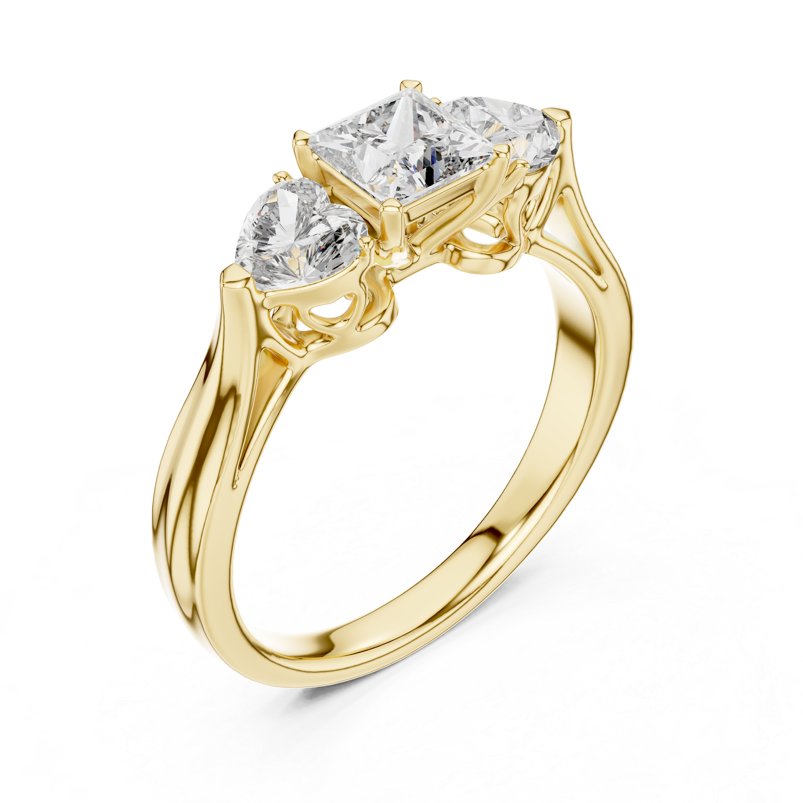 Princess With Heart Side Stone Engagement