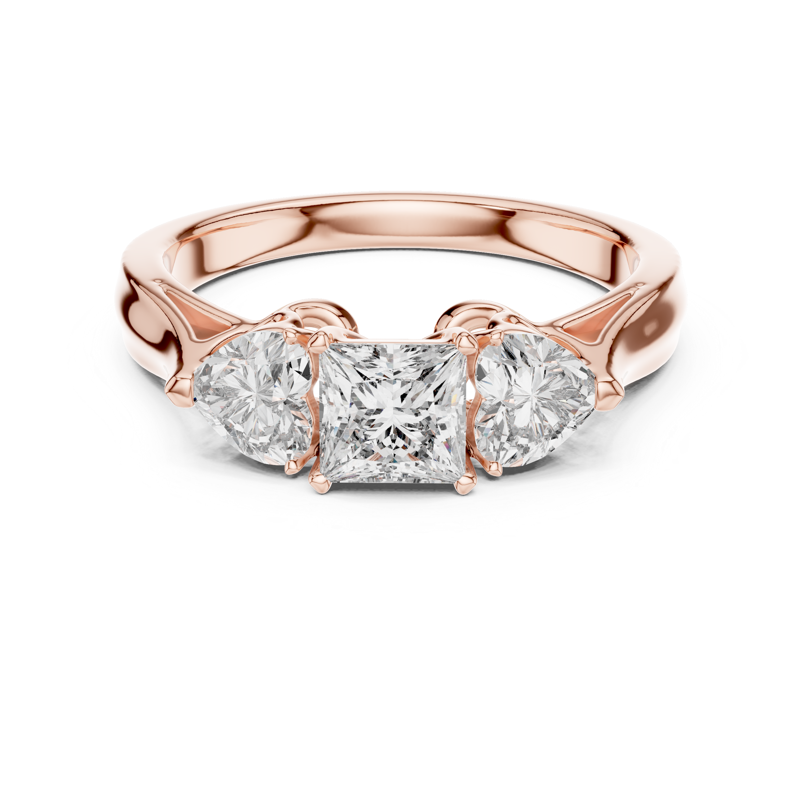 Princess With Heart Side Stone Engagement