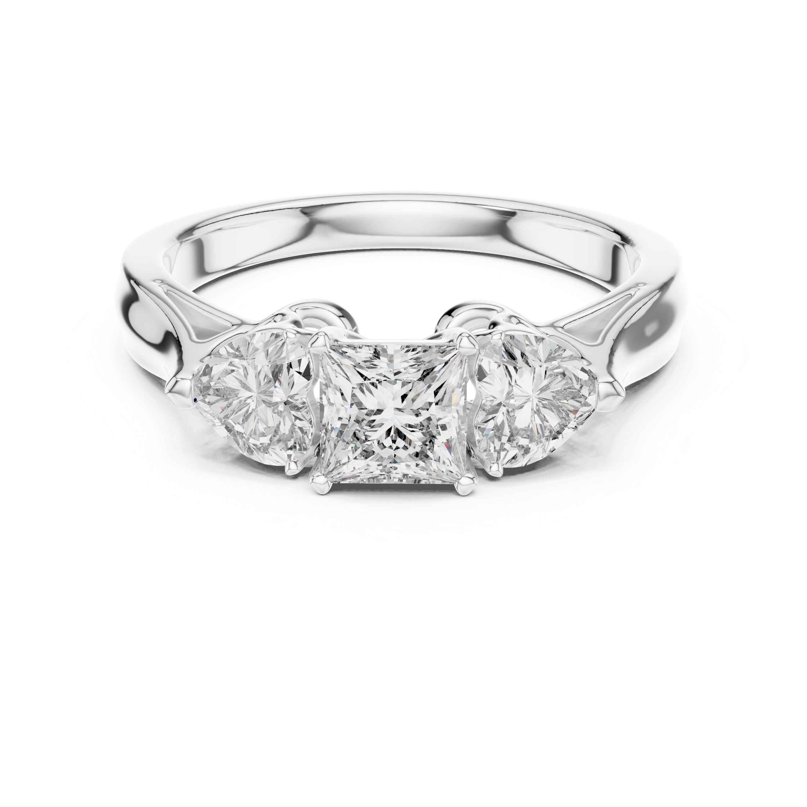 Princess With Heart Side Stone Engagement