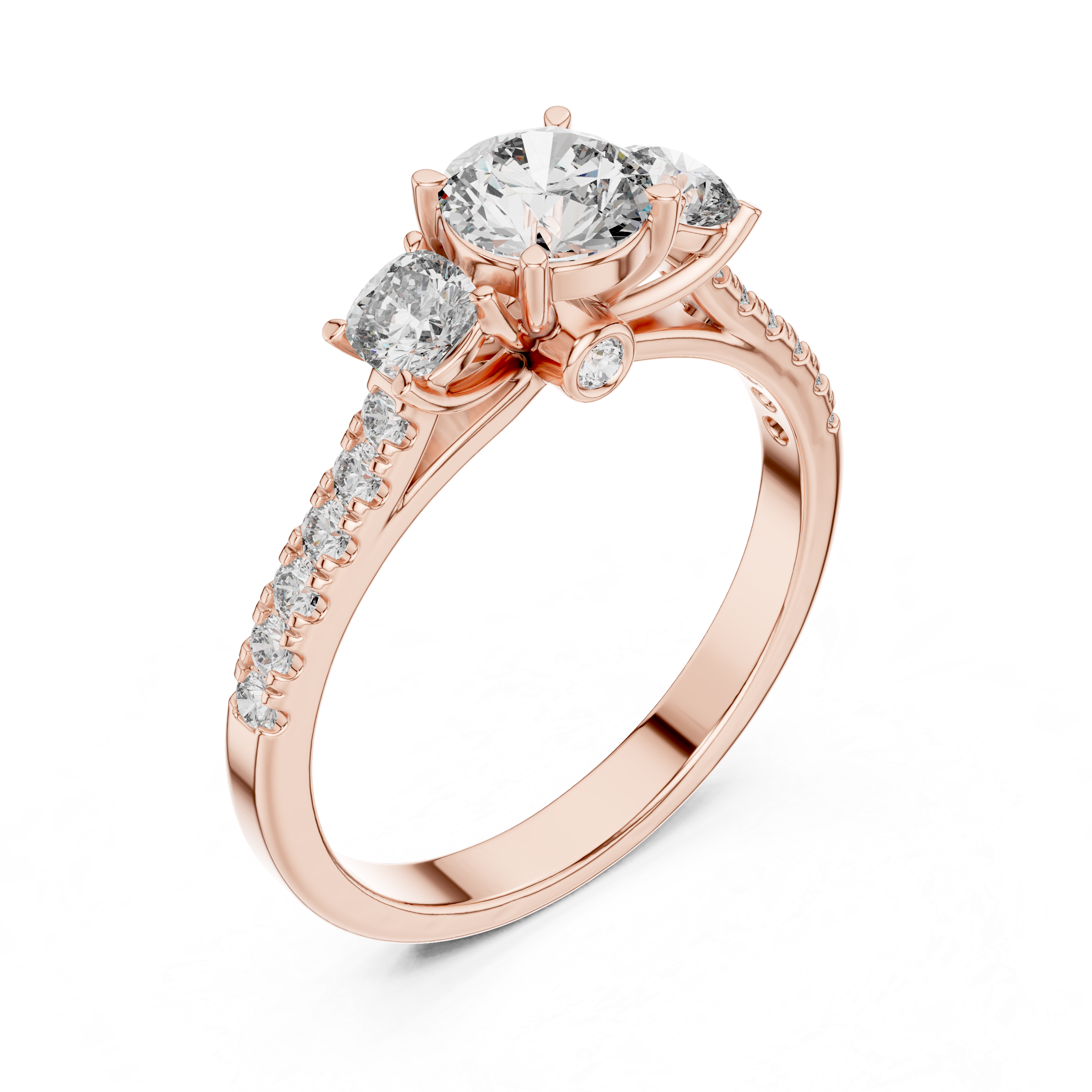 Cushion Shape Engagement Ring With Side Stone