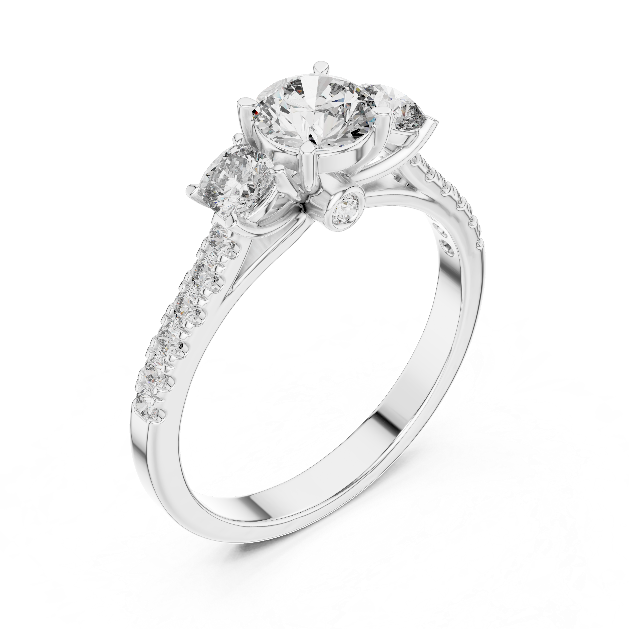 Cushion Shape Engagement Ring With Side Stone