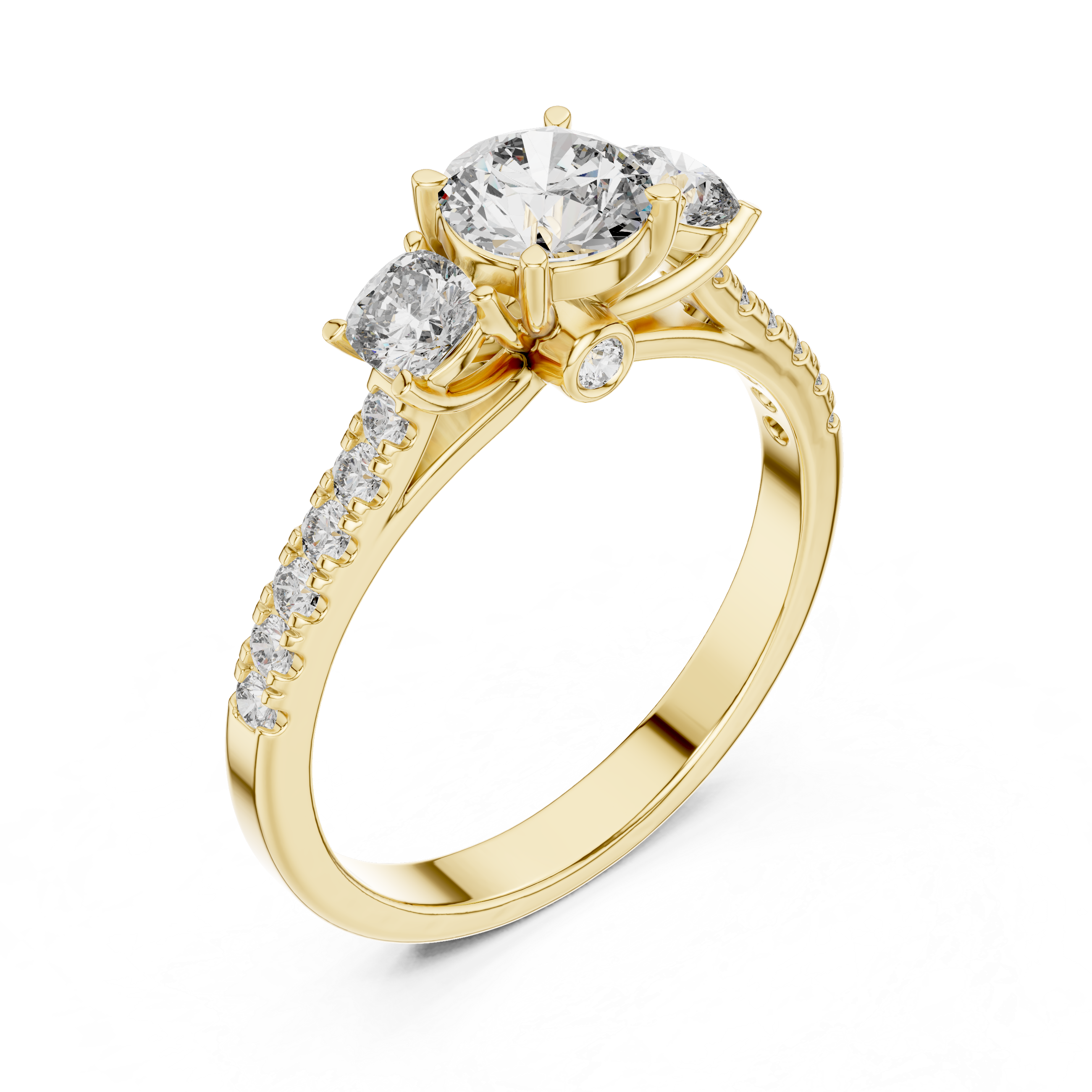 Cushion Shape Engagement Ring With Side Stone