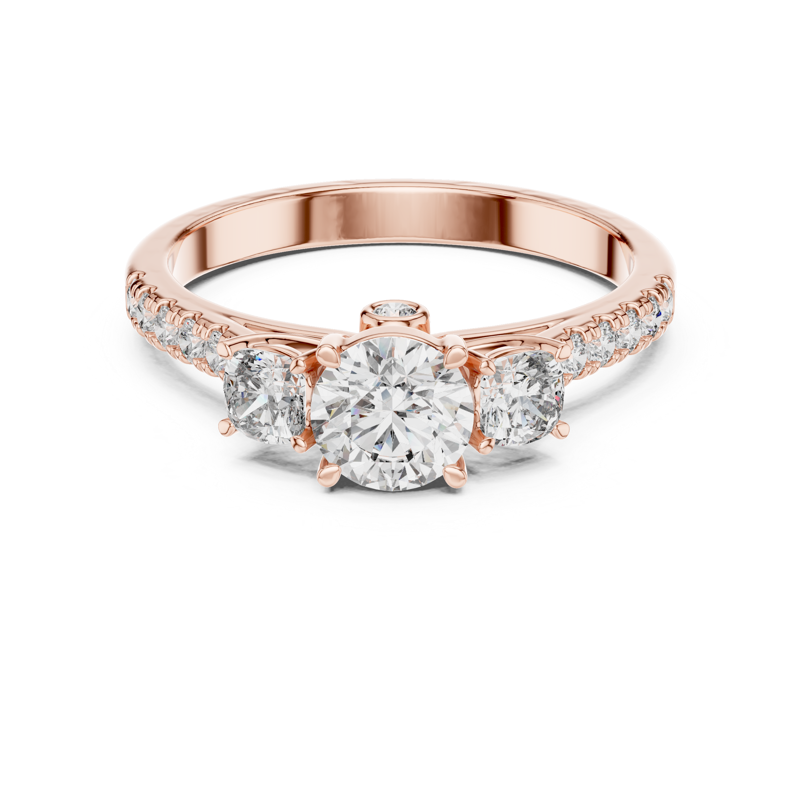 Cushion Shape Engagement Ring With Side Stone