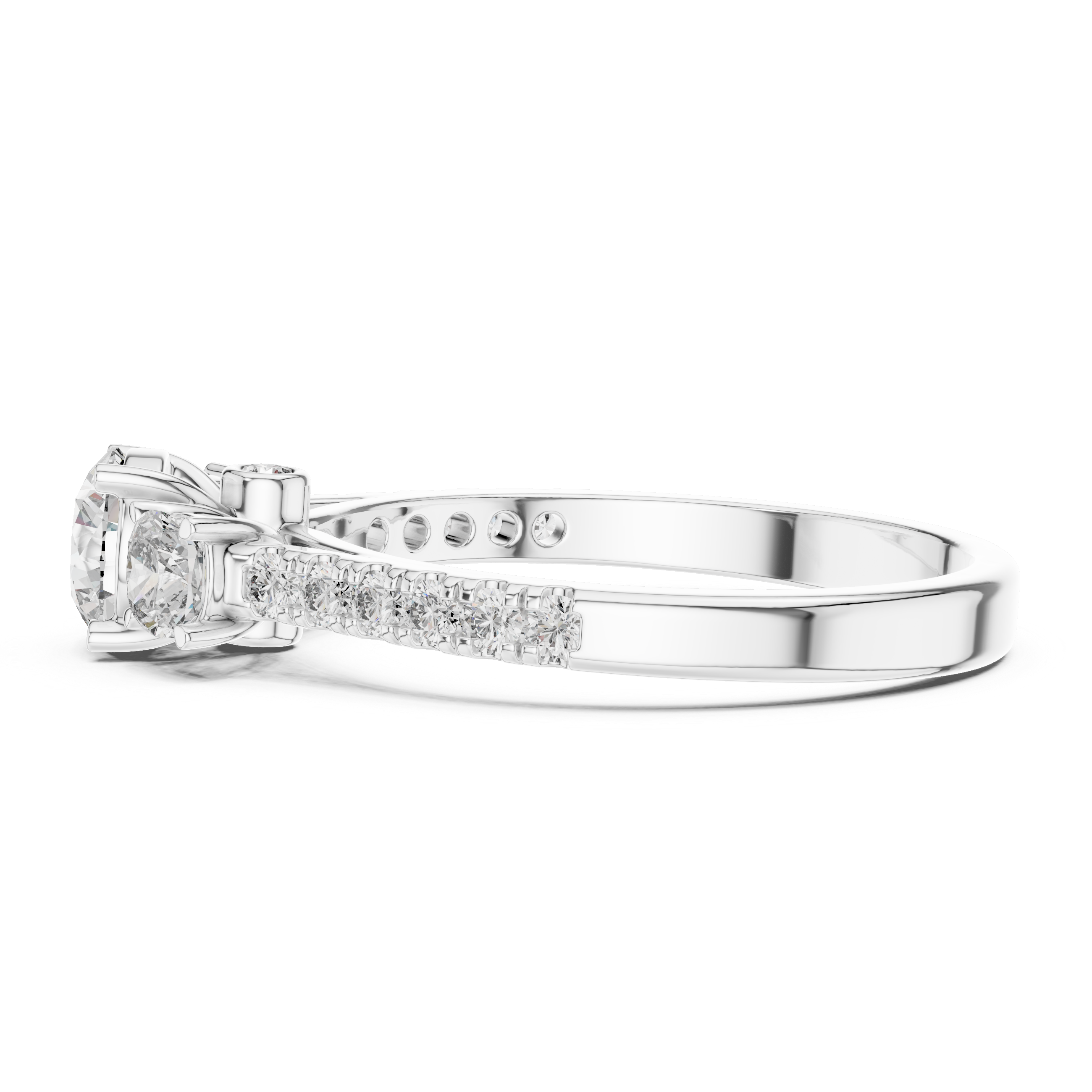 Cushion Shape Engagement Ring With Side Stone