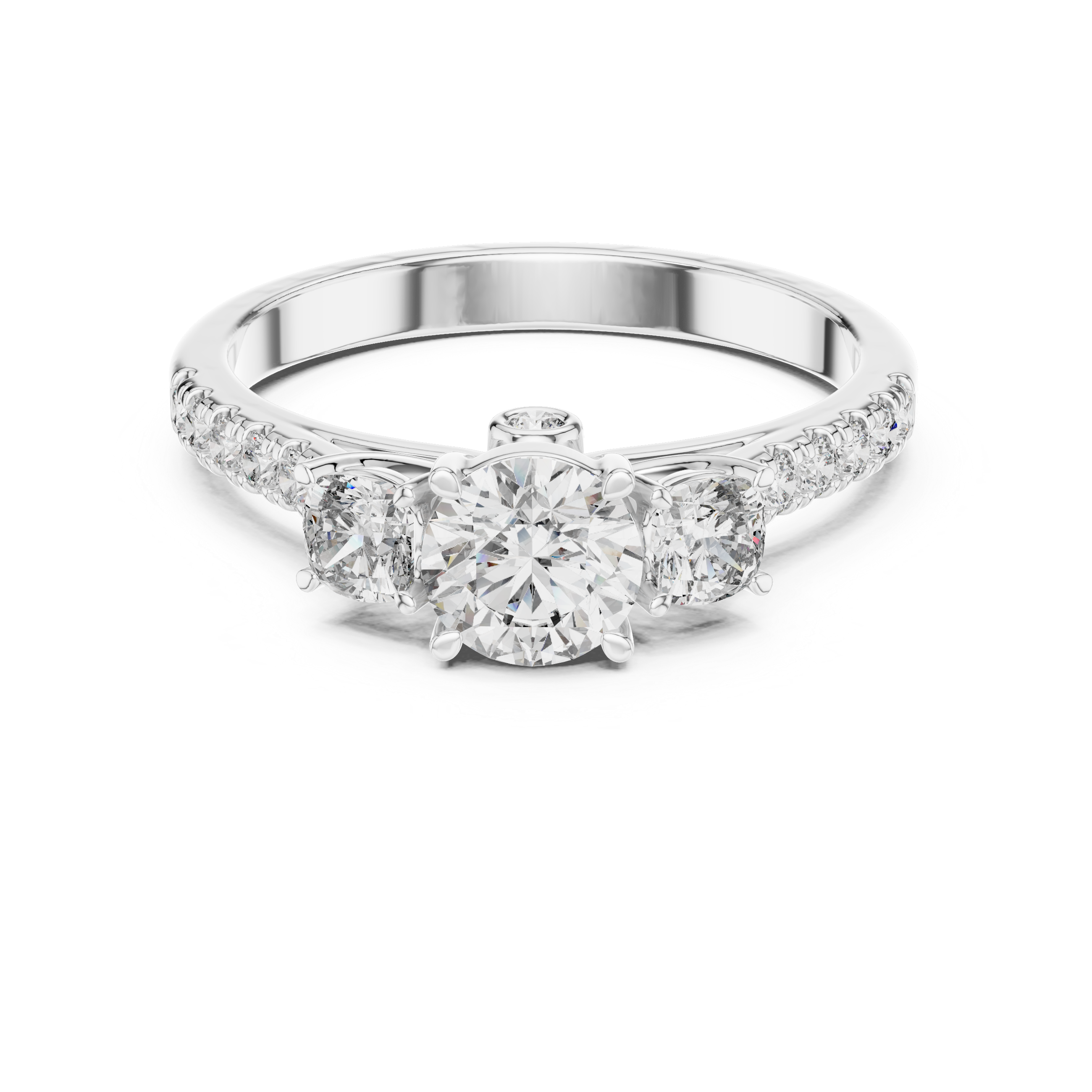 Cushion Shape Engagement Ring With Side Stone