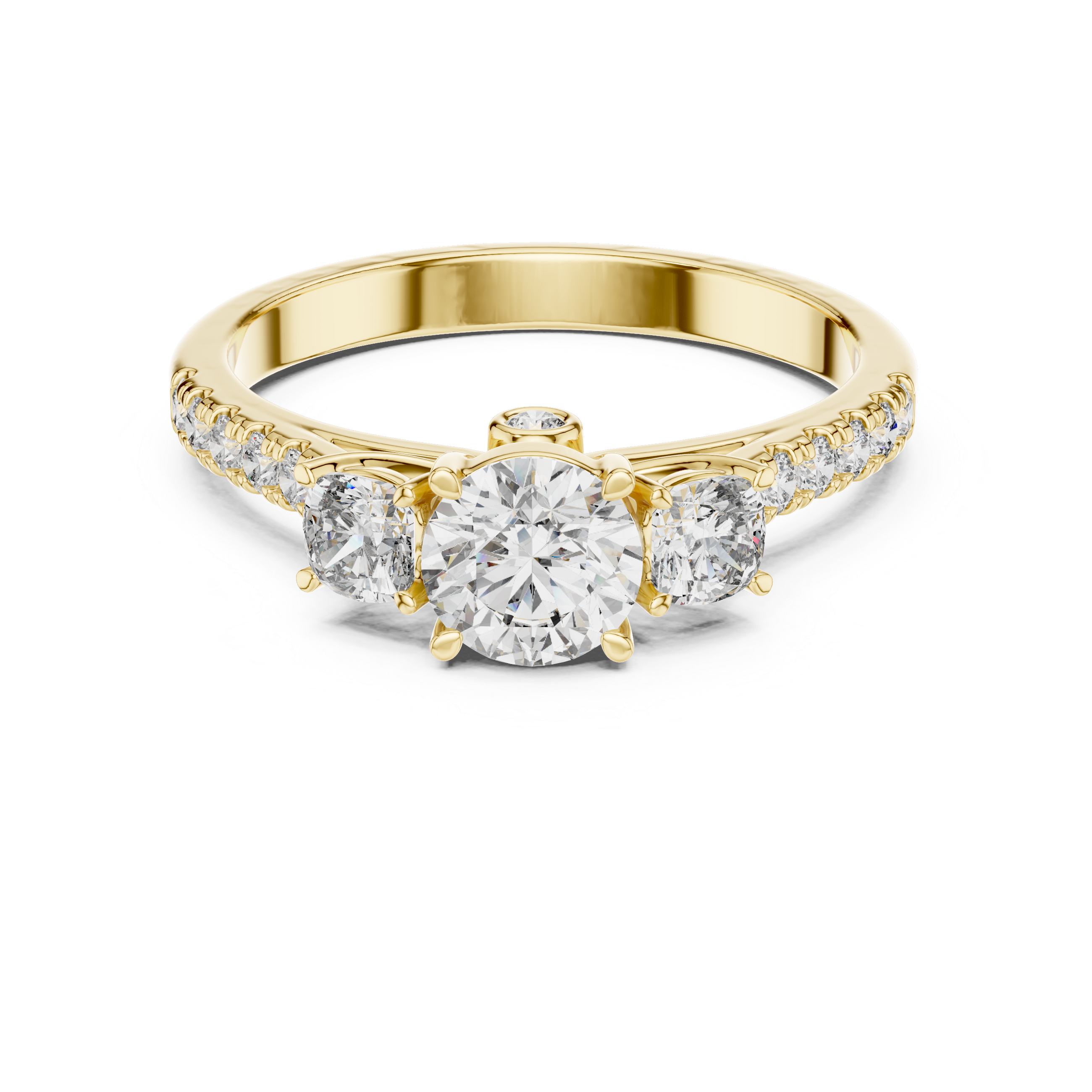 Cushion Shape Engagement Ring With Side Stone