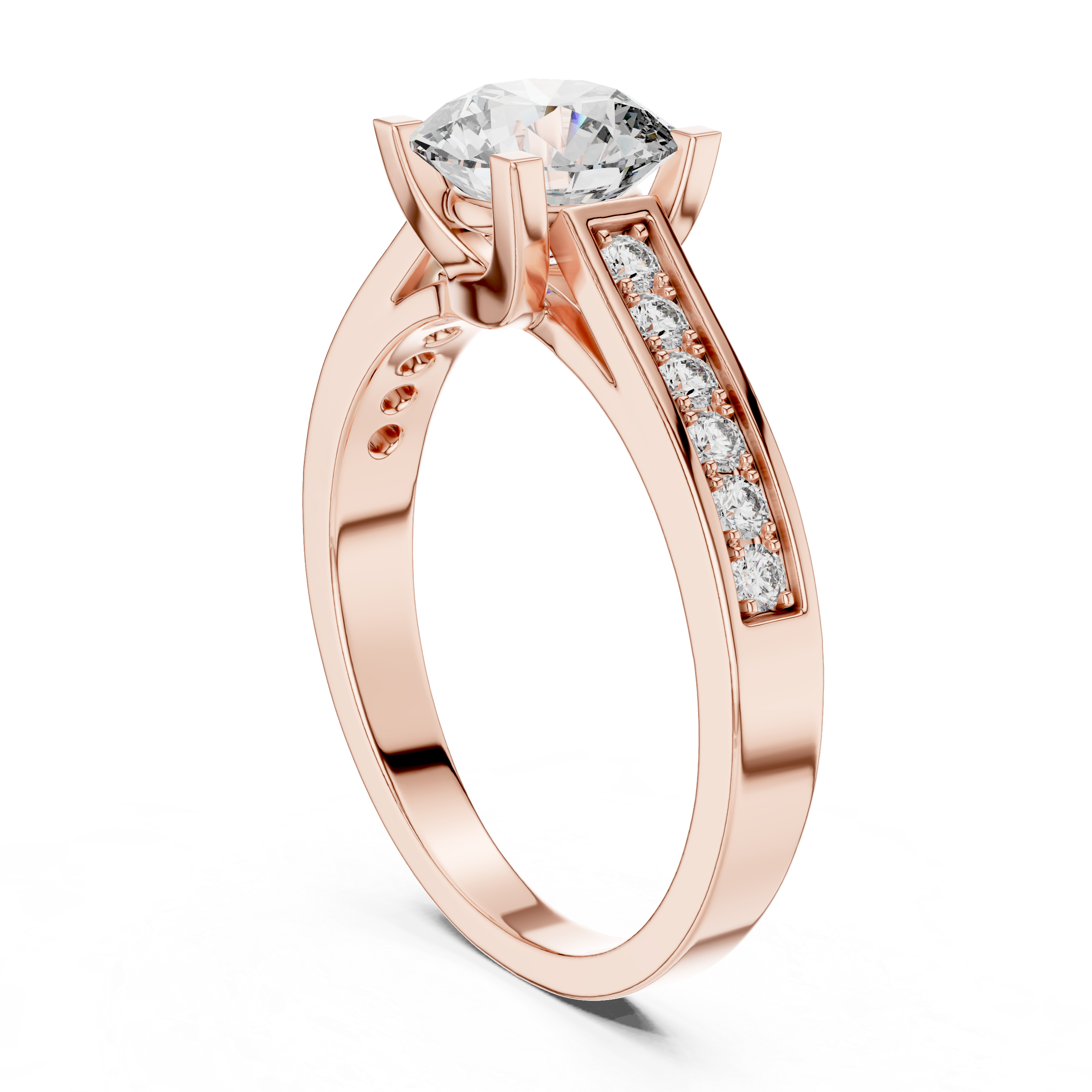 1ct Solitaire Ring With Side Stones