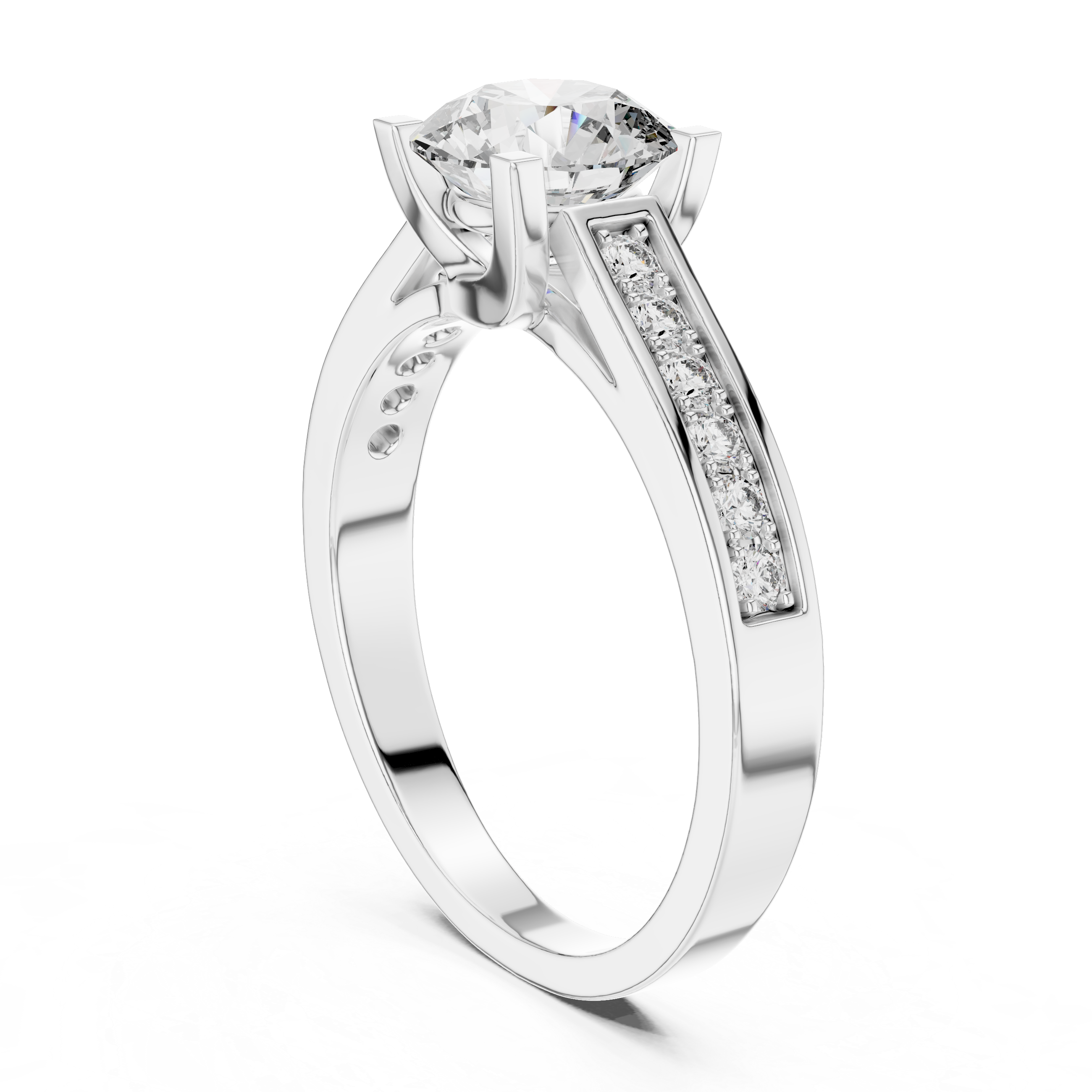 1ct Solitaire Ring With Side Stones