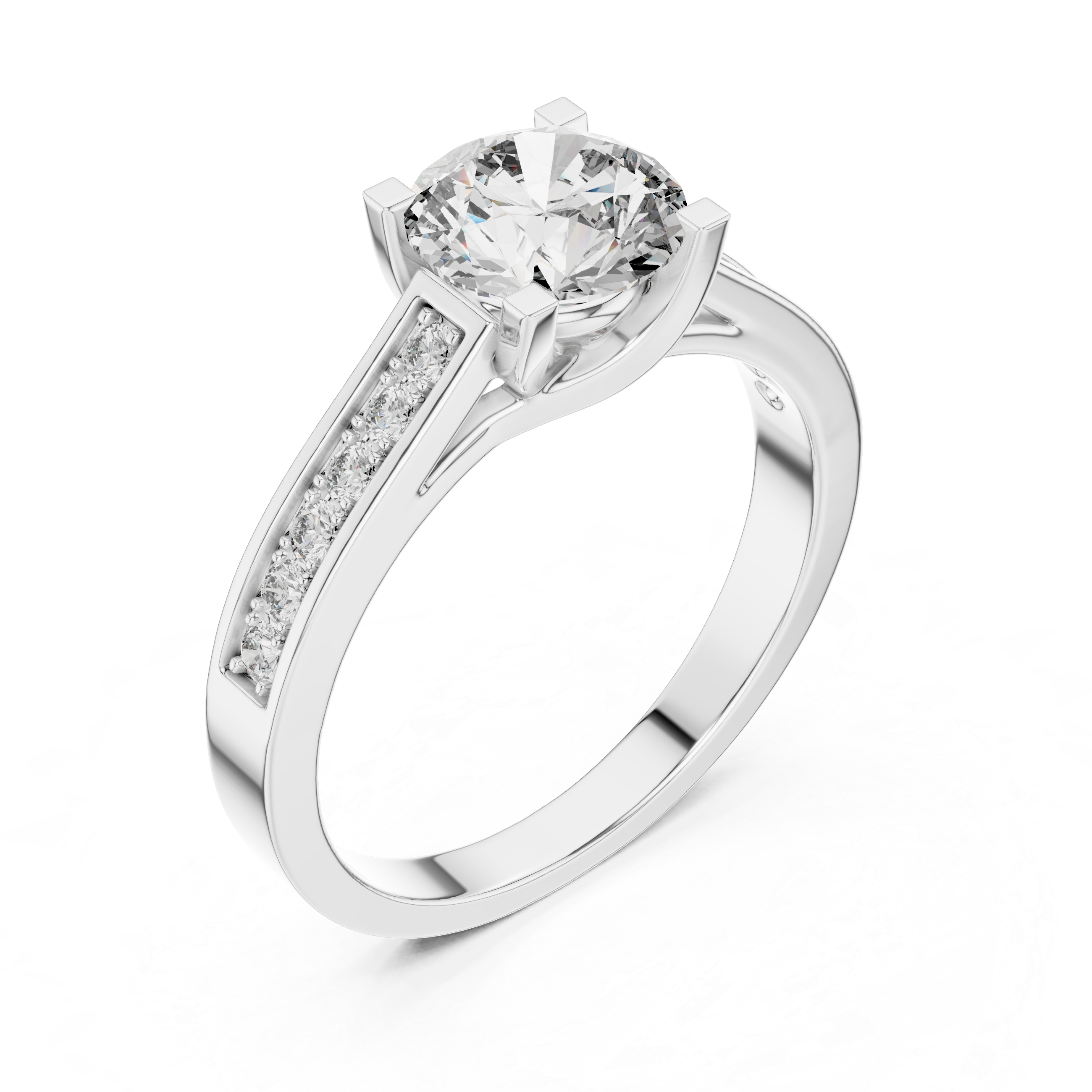 1ct Solitaire Ring With Side Stones