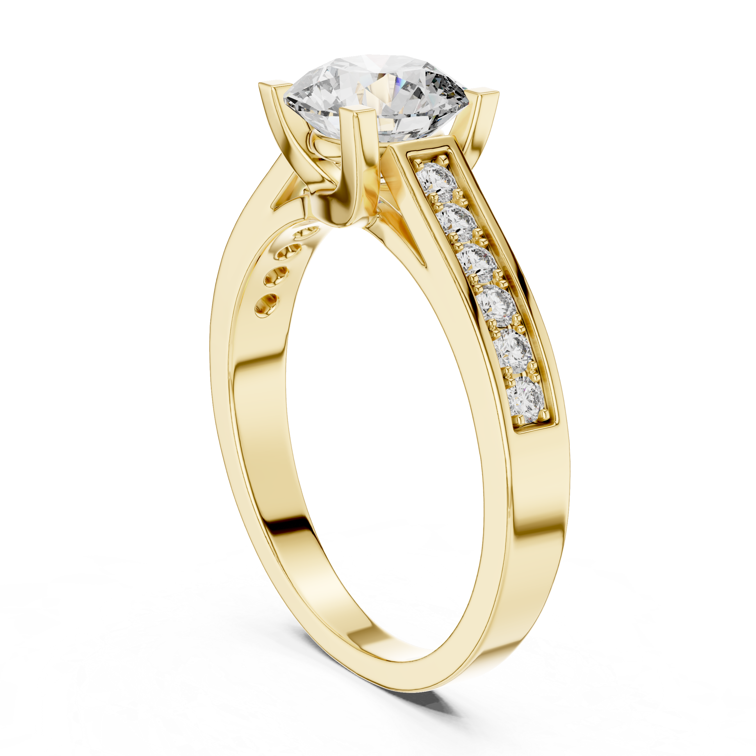 1ct Solitaire Ring With Side Stones