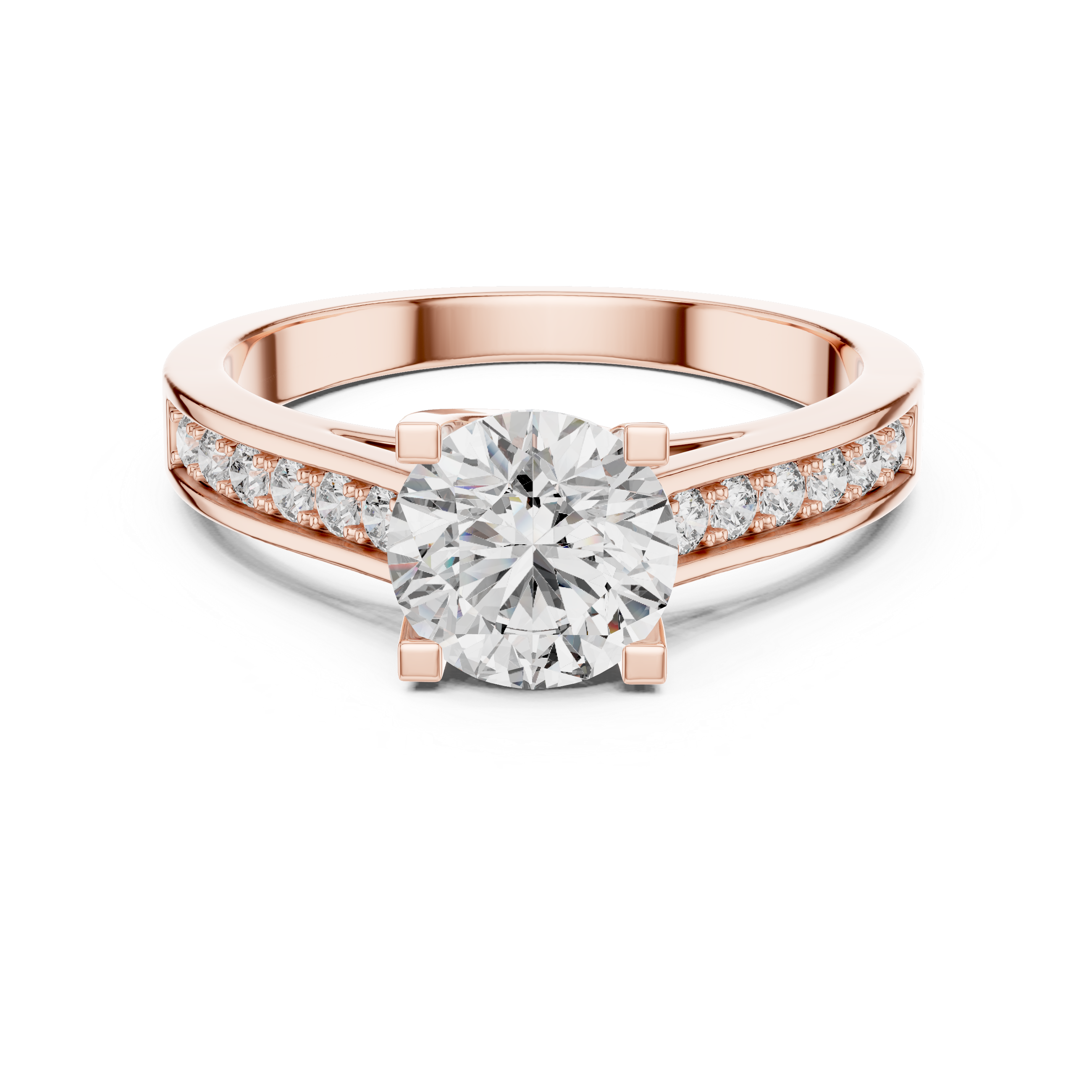 1ct Solitaire Ring With Side Stones