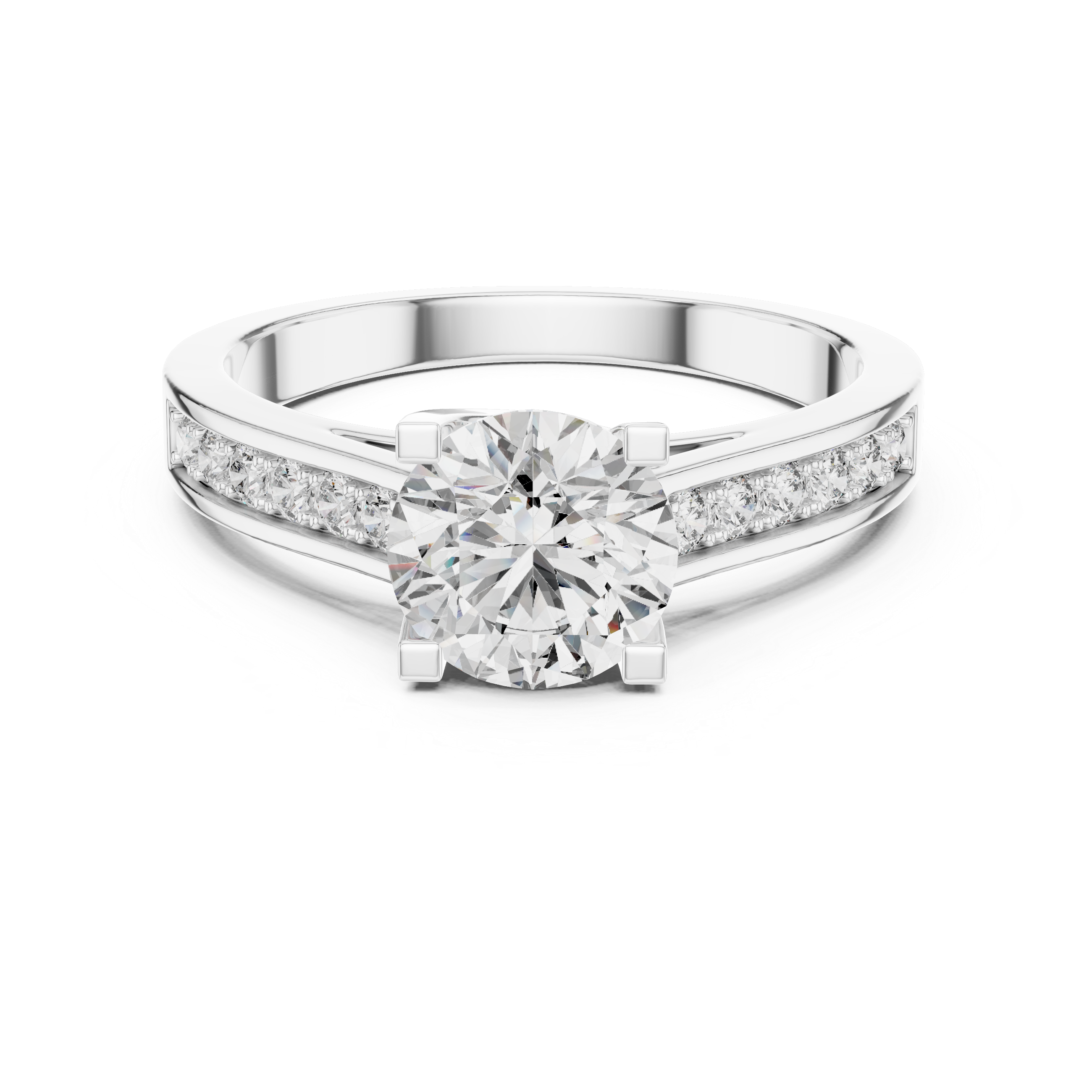 1ct Solitaire Ring With Side Stones