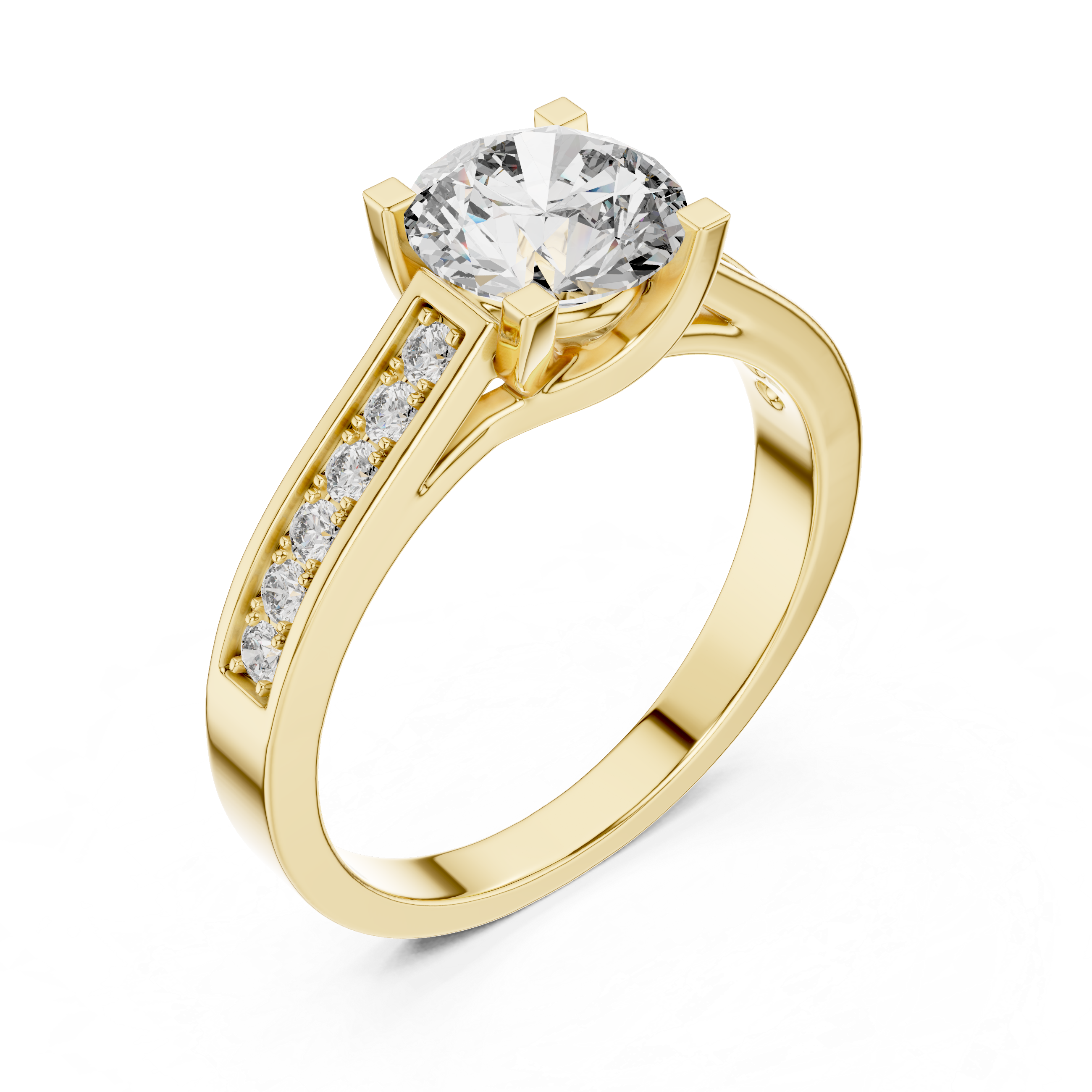 1ct Solitaire Ring With Side Stones