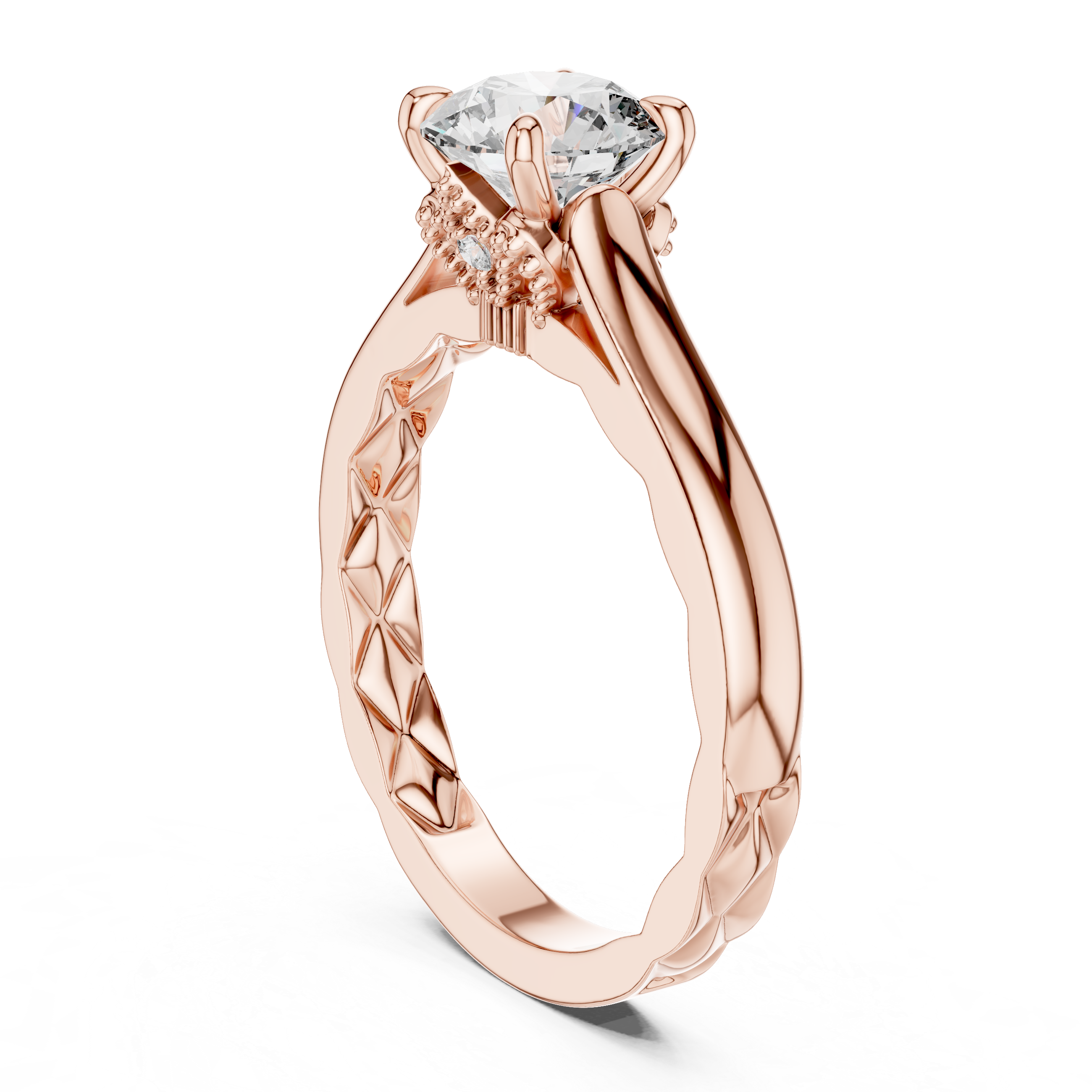 1CT SOLITAIRE RING WITH UNIQUE SHANK PETTERN