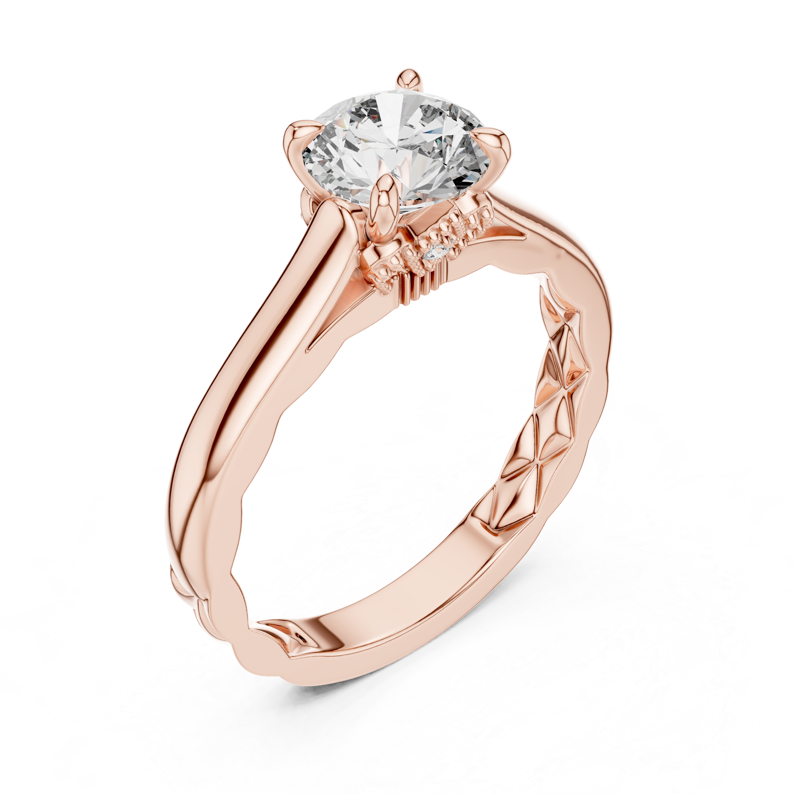 1CT SOLITAIRE RING WITH UNIQUE SHANK PETTERN