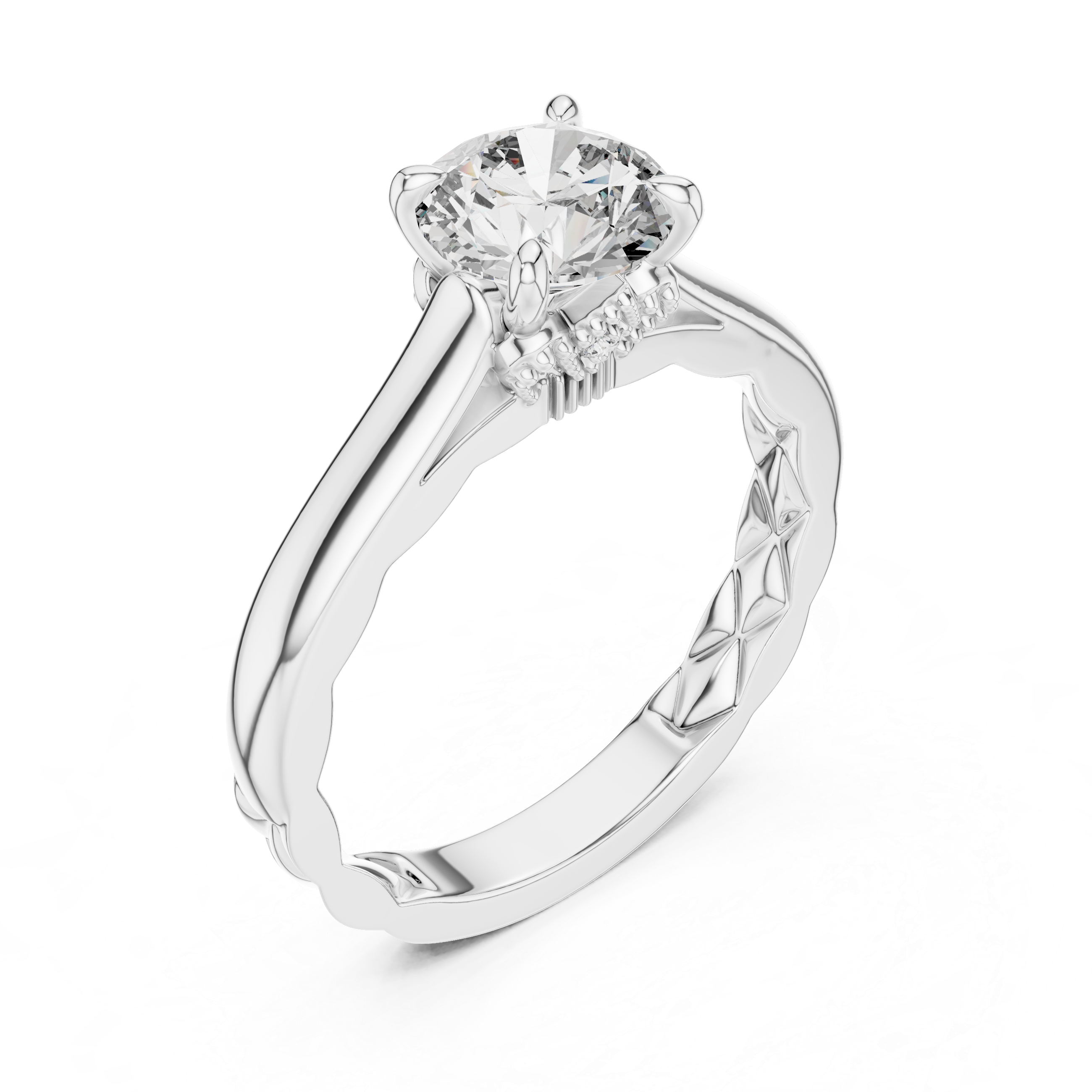 1CT SOLITAIRE RING WITH UNIQUE SHANK PETTERN