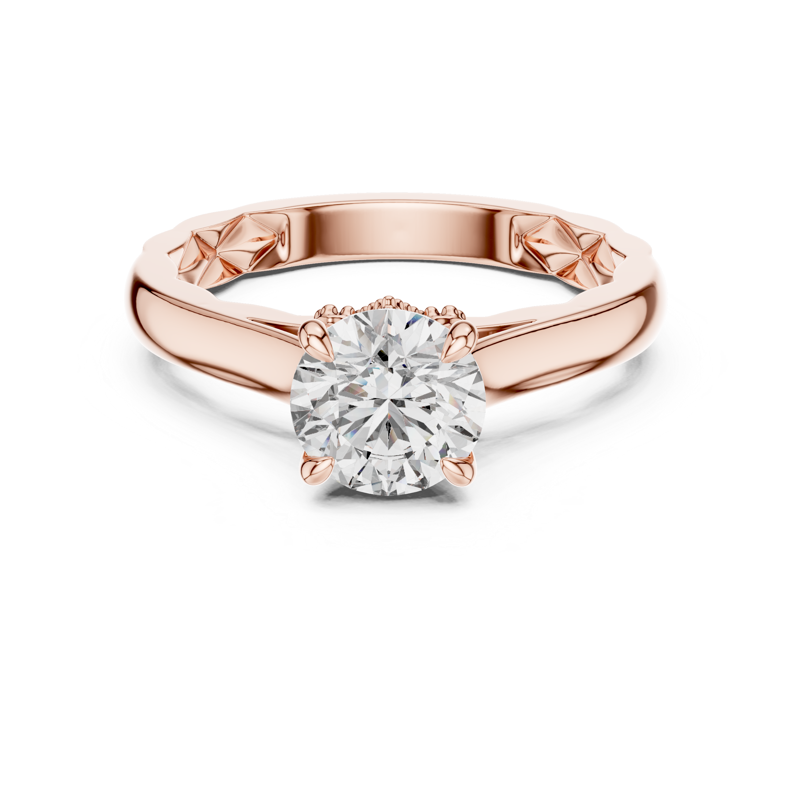 1CT SOLITAIRE RING WITH UNIQUE SHANK PETTERN