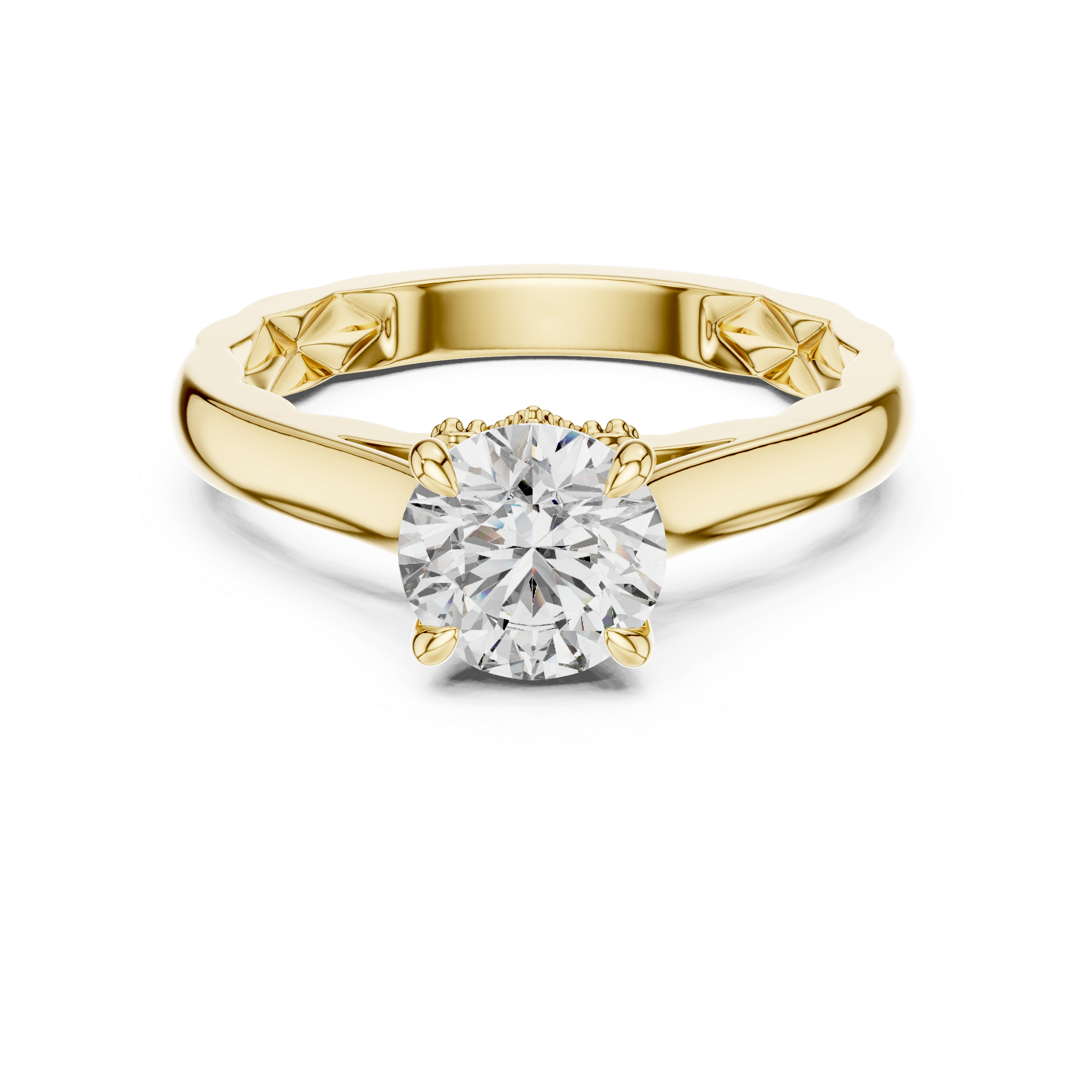 1CT SOLITAIRE RING WITH UNIQUE SHANK PETTERN