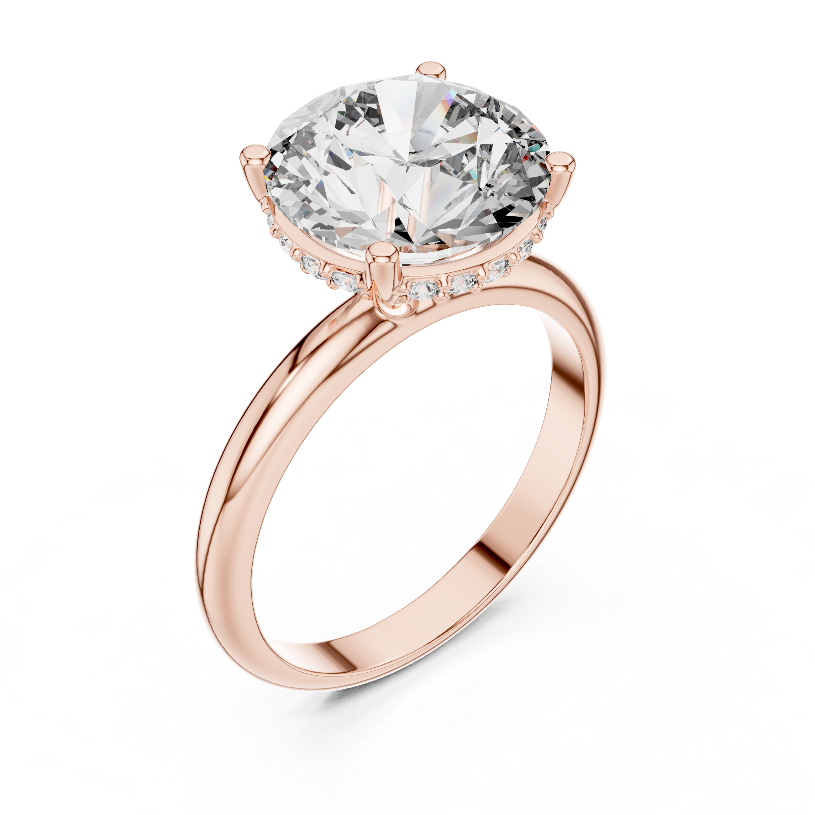 3.5CT ROUND ENGAGEMENT RING WITH HIDDEN HALO SETTING