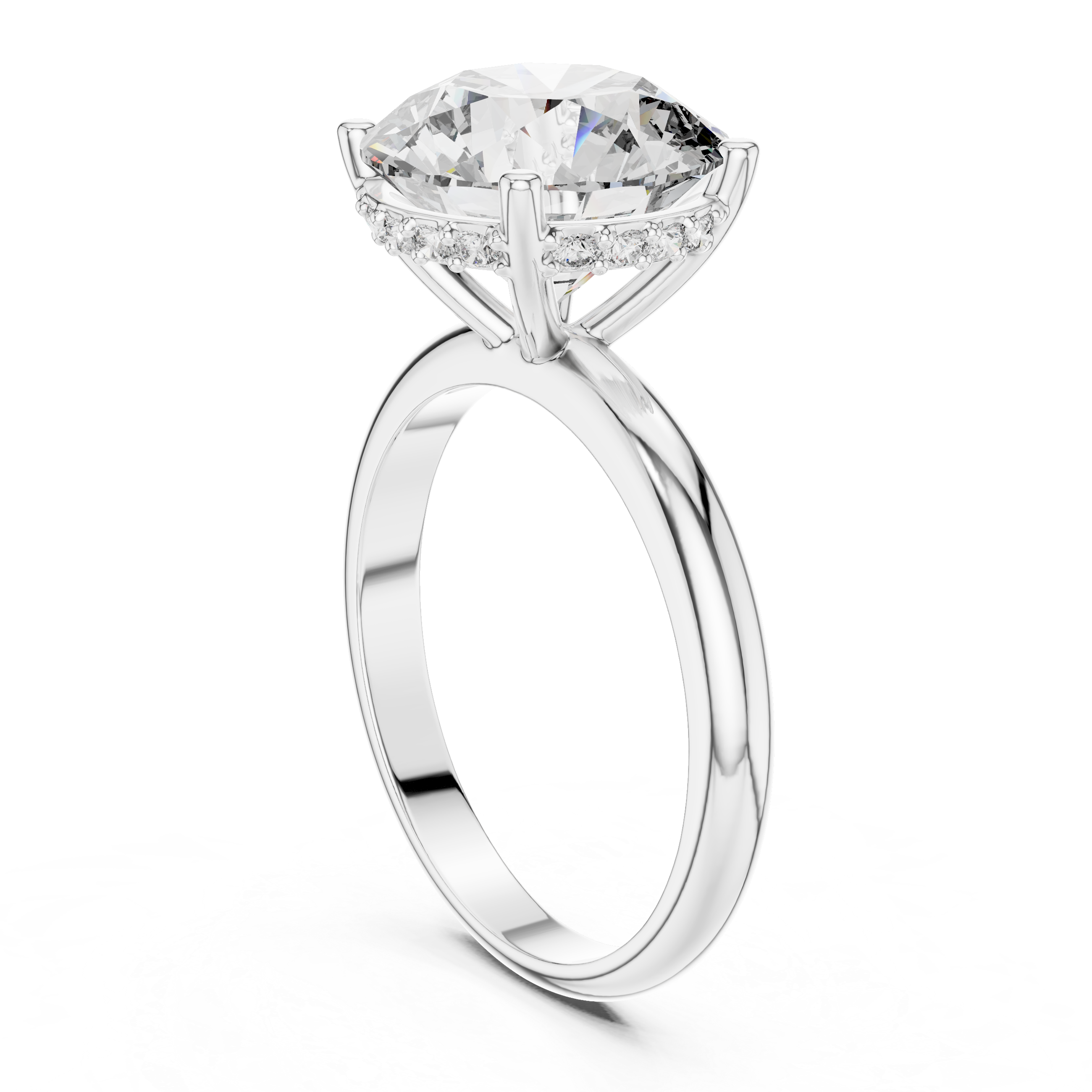 3.5CT ROUND ENGAGEMENT RING WITH HIDDEN HALO SETTING