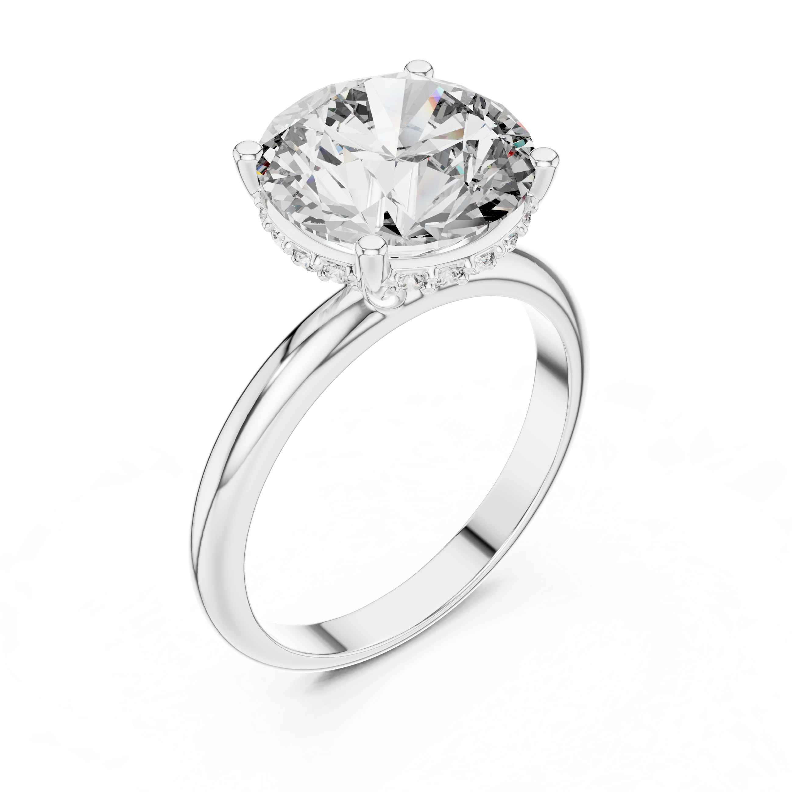 3.5CT ROUND ENGAGEMENT RING WITH HIDDEN HALO SETTING