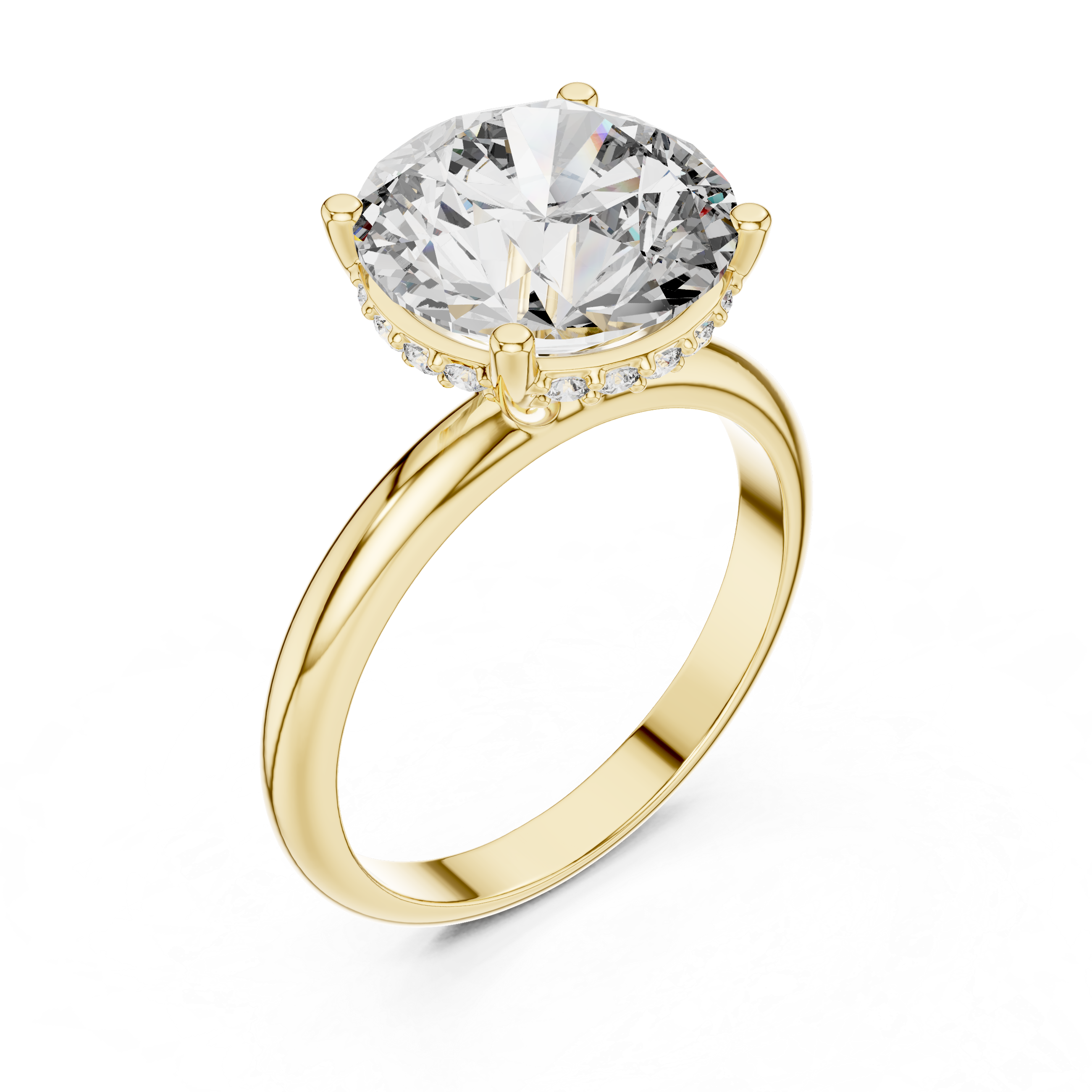 3.5CT ROUND ENGAGEMENT RING WITH HIDDEN HALO SETTING