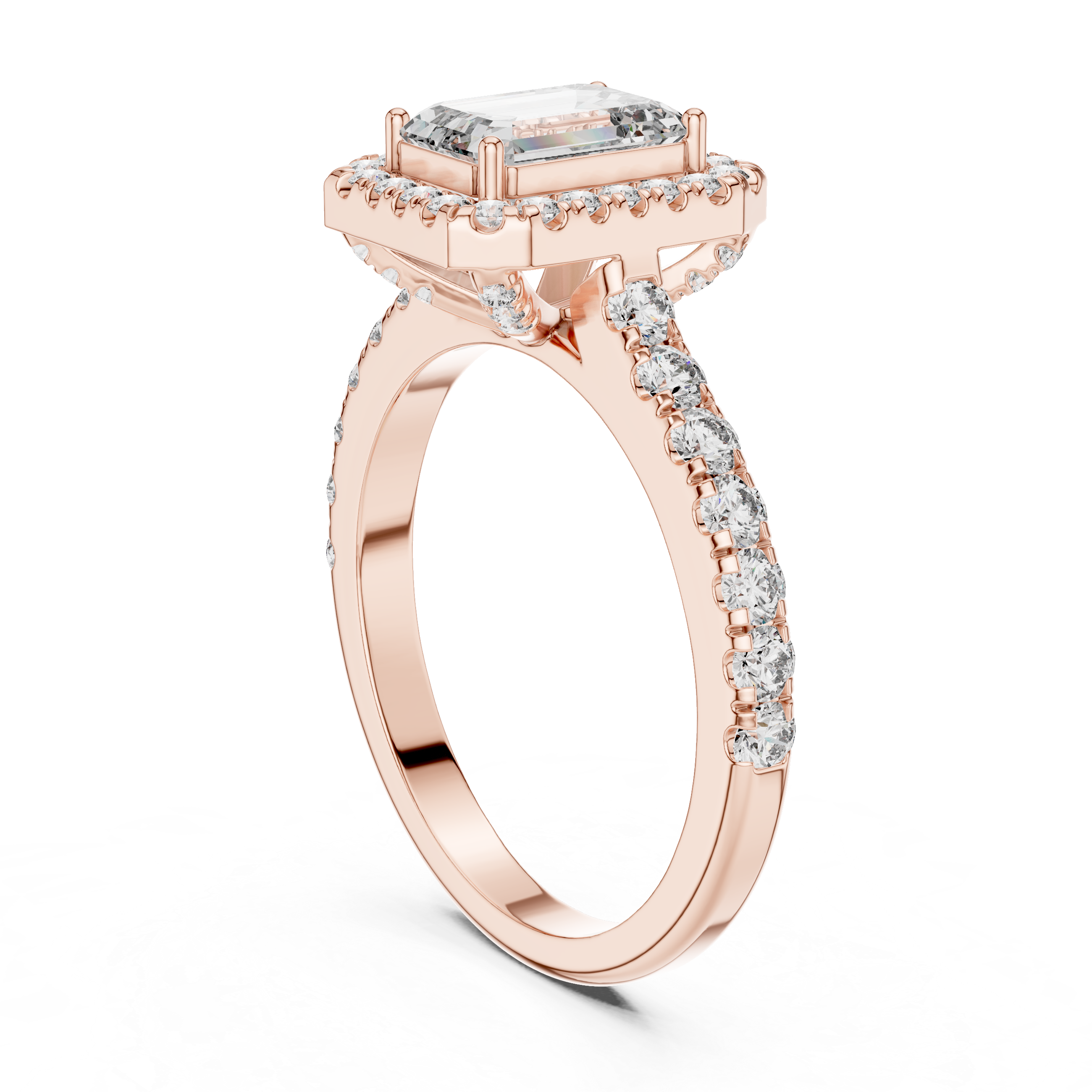 EMRALD ENGAGEMENT RING WITH HALO SETTING