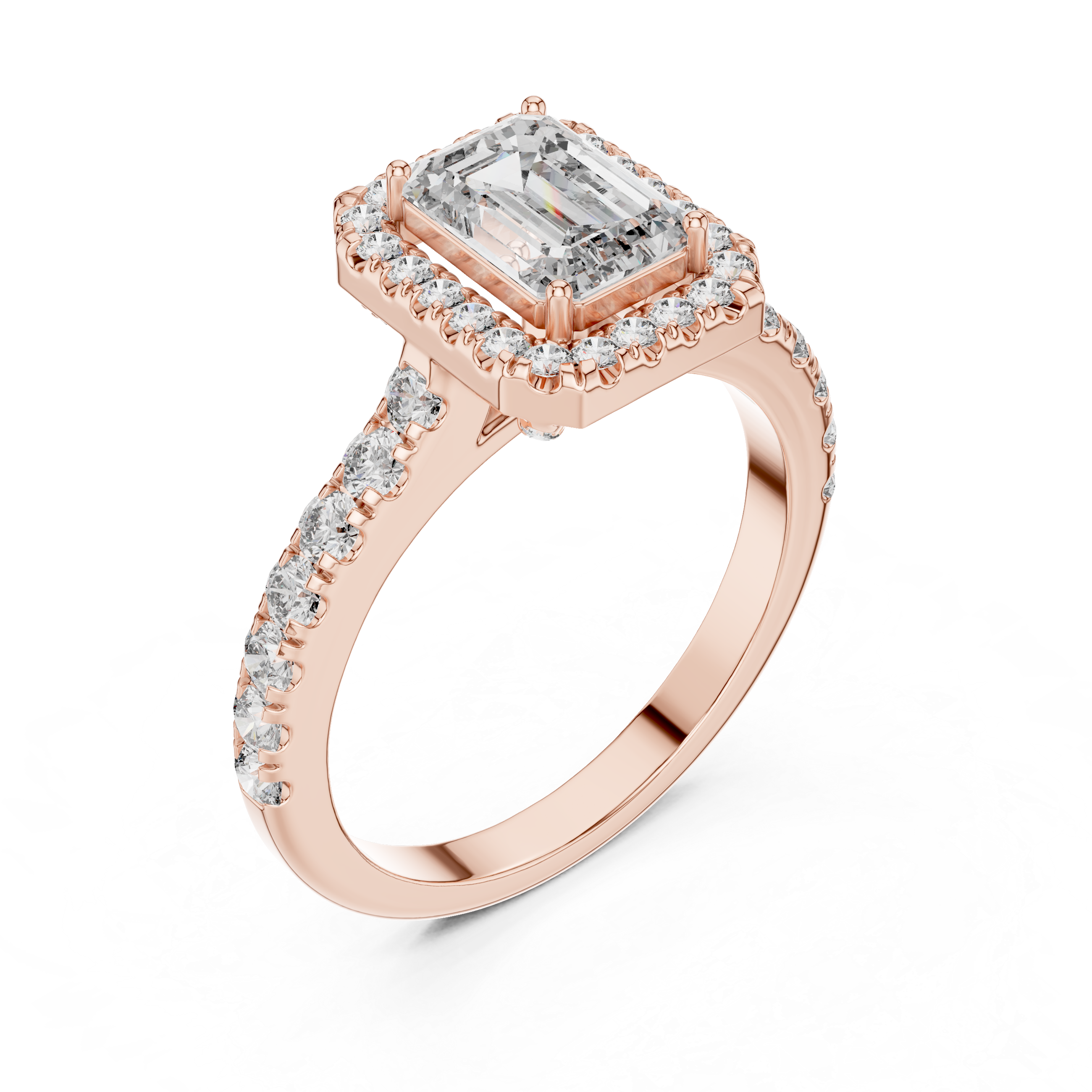 EMRALD ENGAGEMENT RING WITH HALO SETTING