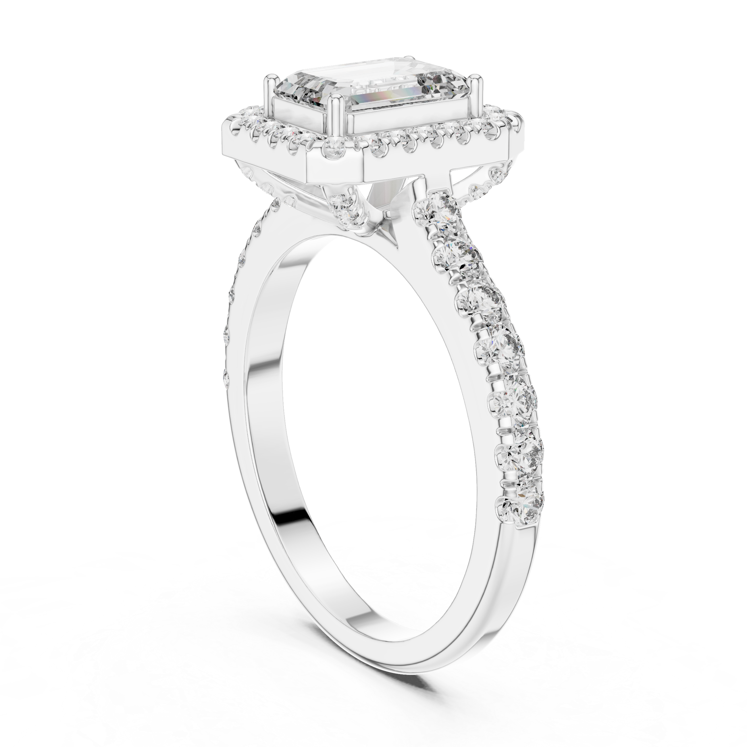 EMRALD ENGAGEMENT RING WITH HALO SETTING