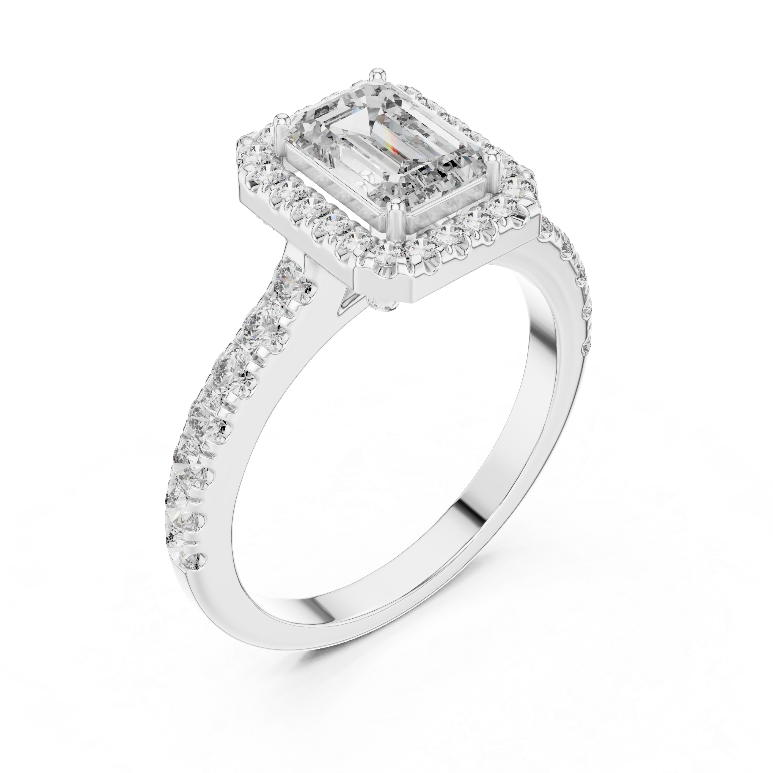 EMRALD ENGAGEMENT RING WITH HALO SETTING