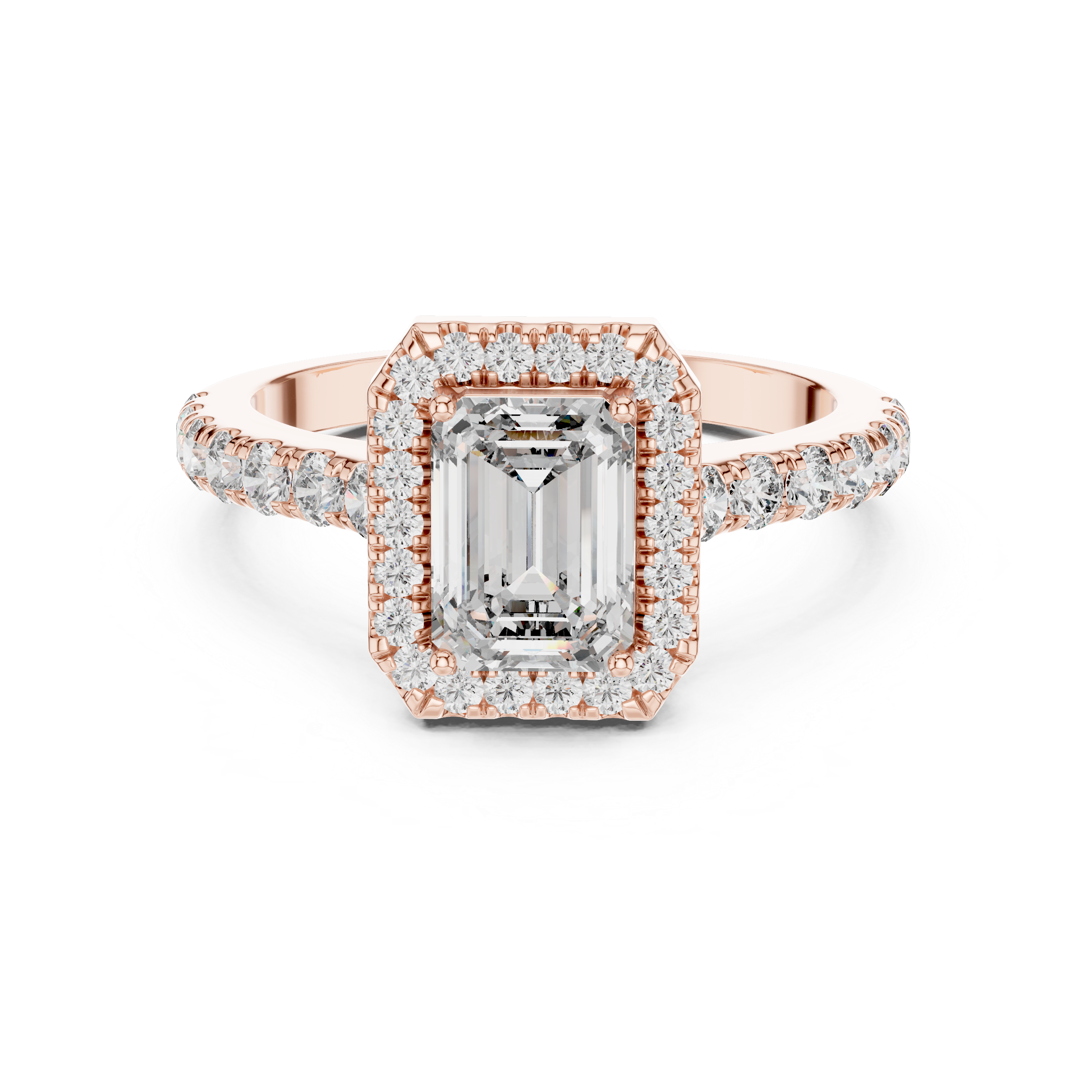 EMRALD ENGAGEMENT RING WITH HALO SETTING