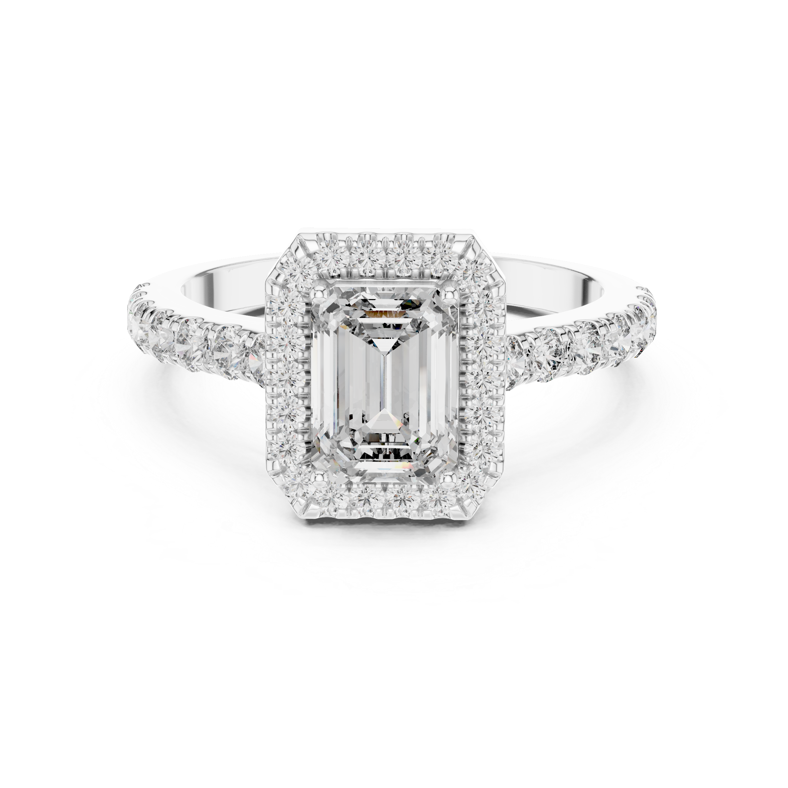 EMRALD ENGAGEMENT RING WITH HALO SETTING