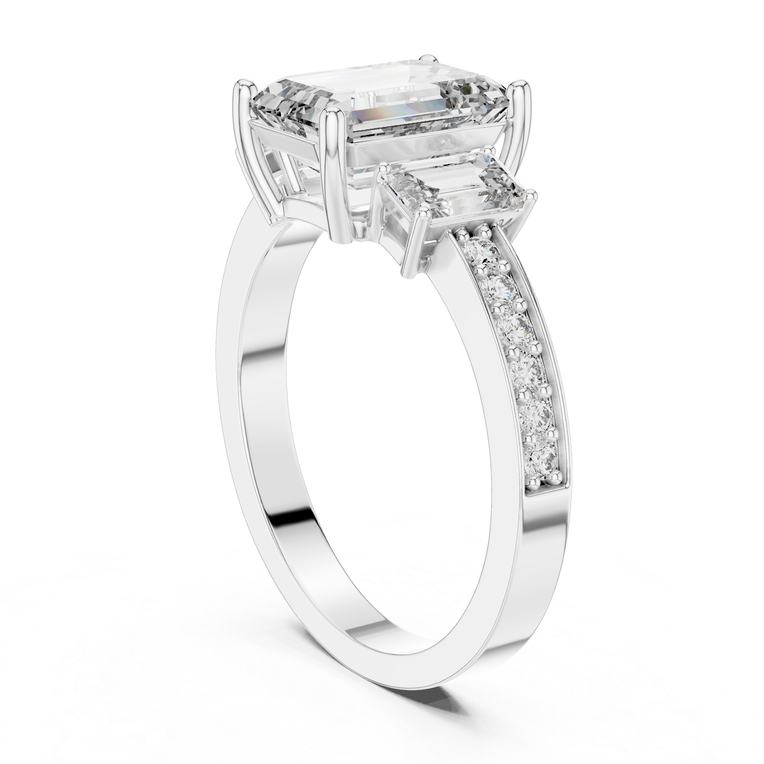 EMRALD  ENGAGEMENT RING WITH UNIQUE BAND