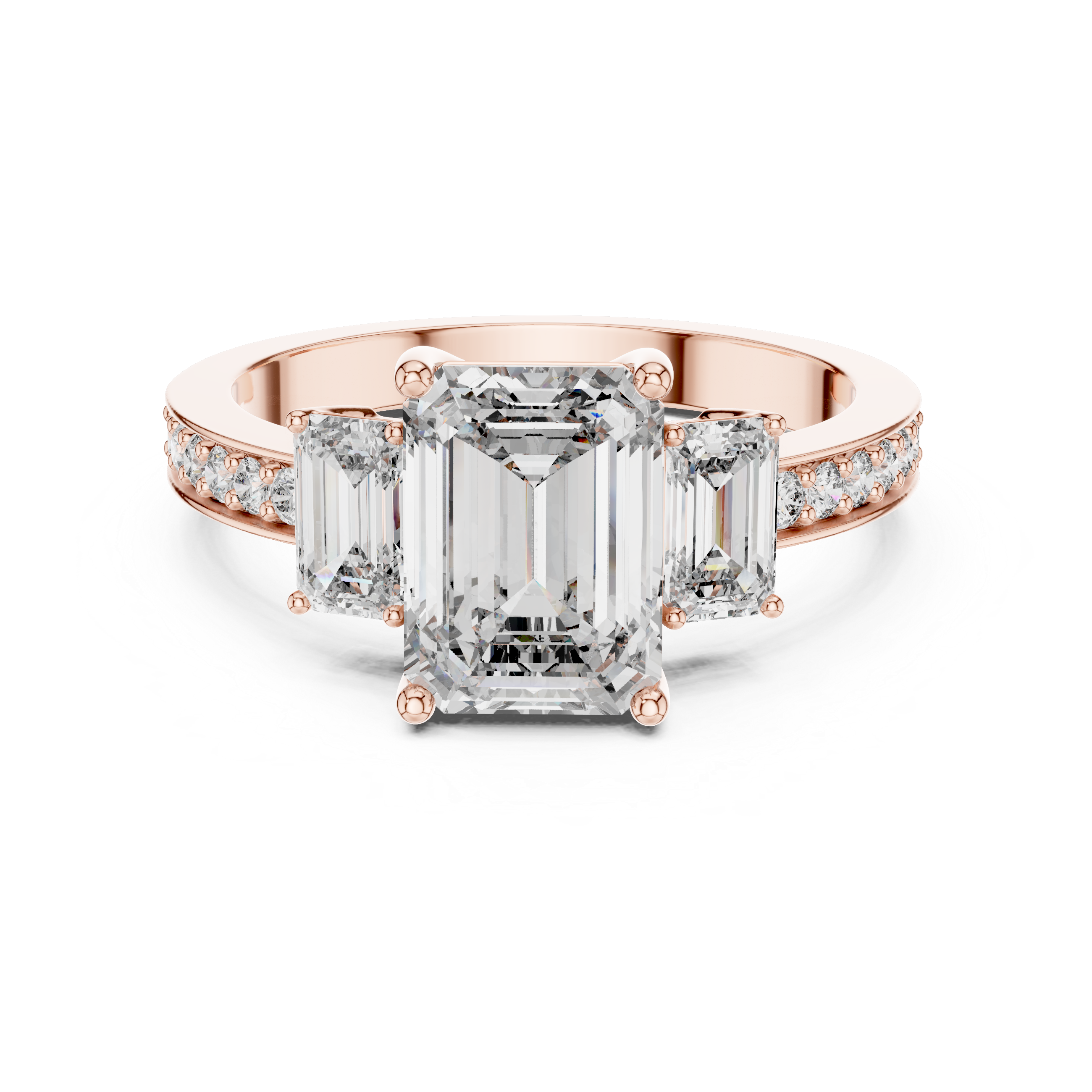 EMRALD  ENGAGEMENT RING WITH UNIQUE BAND