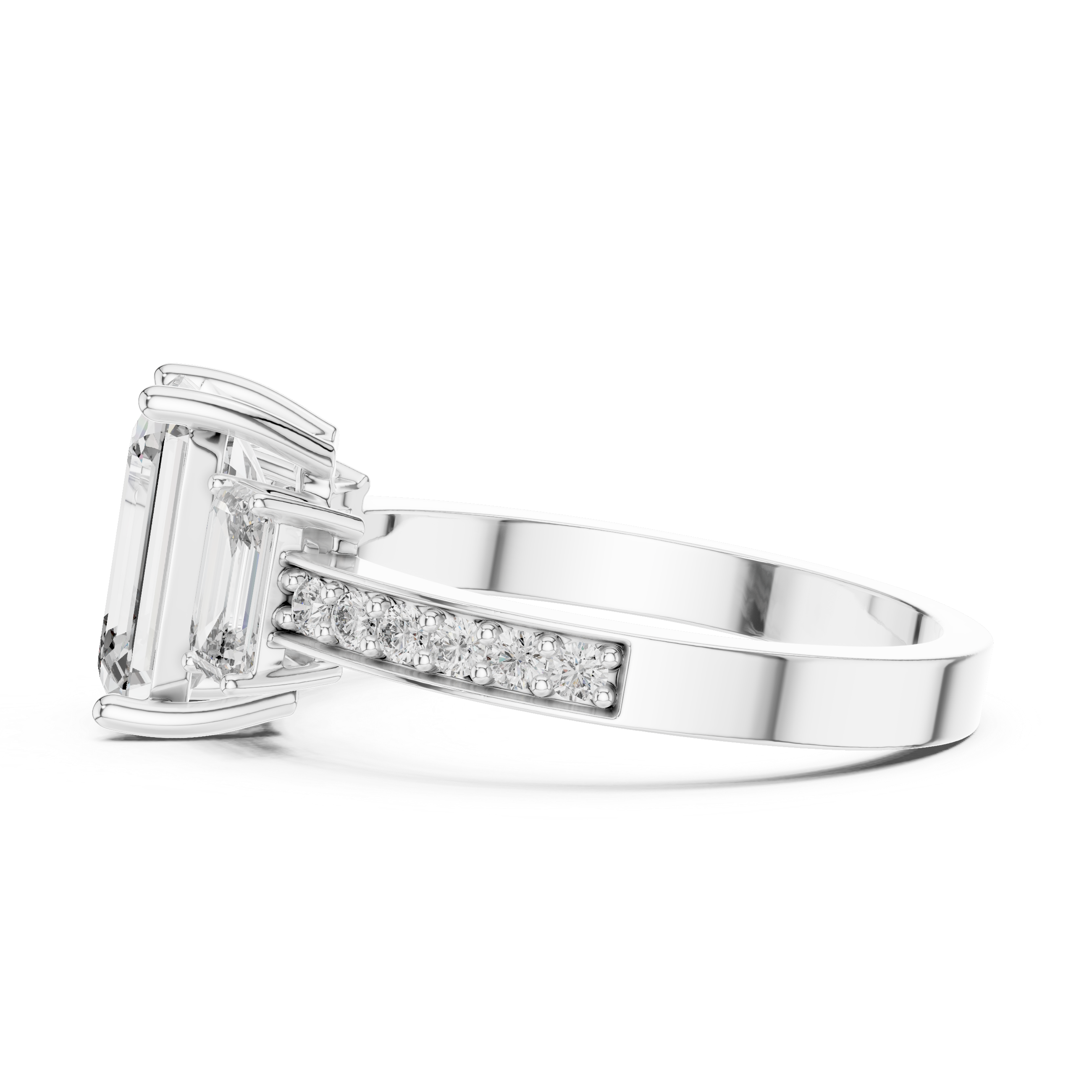 EMRALD  ENGAGEMENT RING WITH UNIQUE BAND