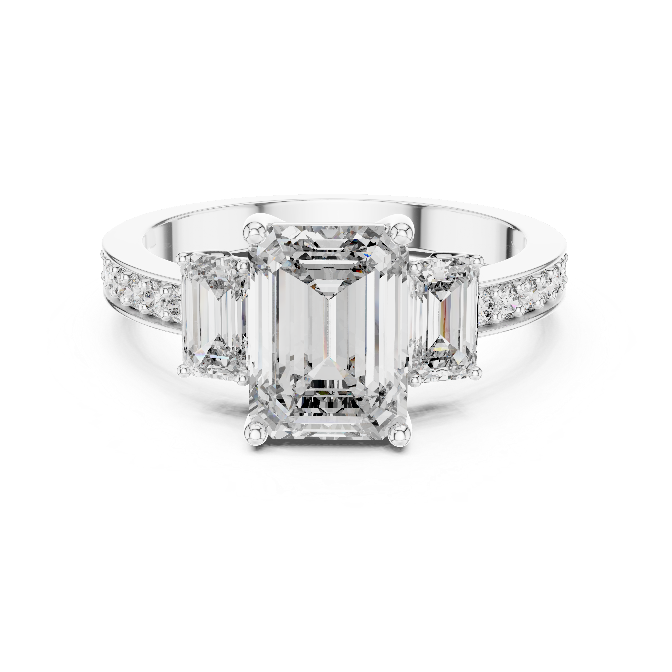 EMRALD  ENGAGEMENT RING WITH UNIQUE BAND