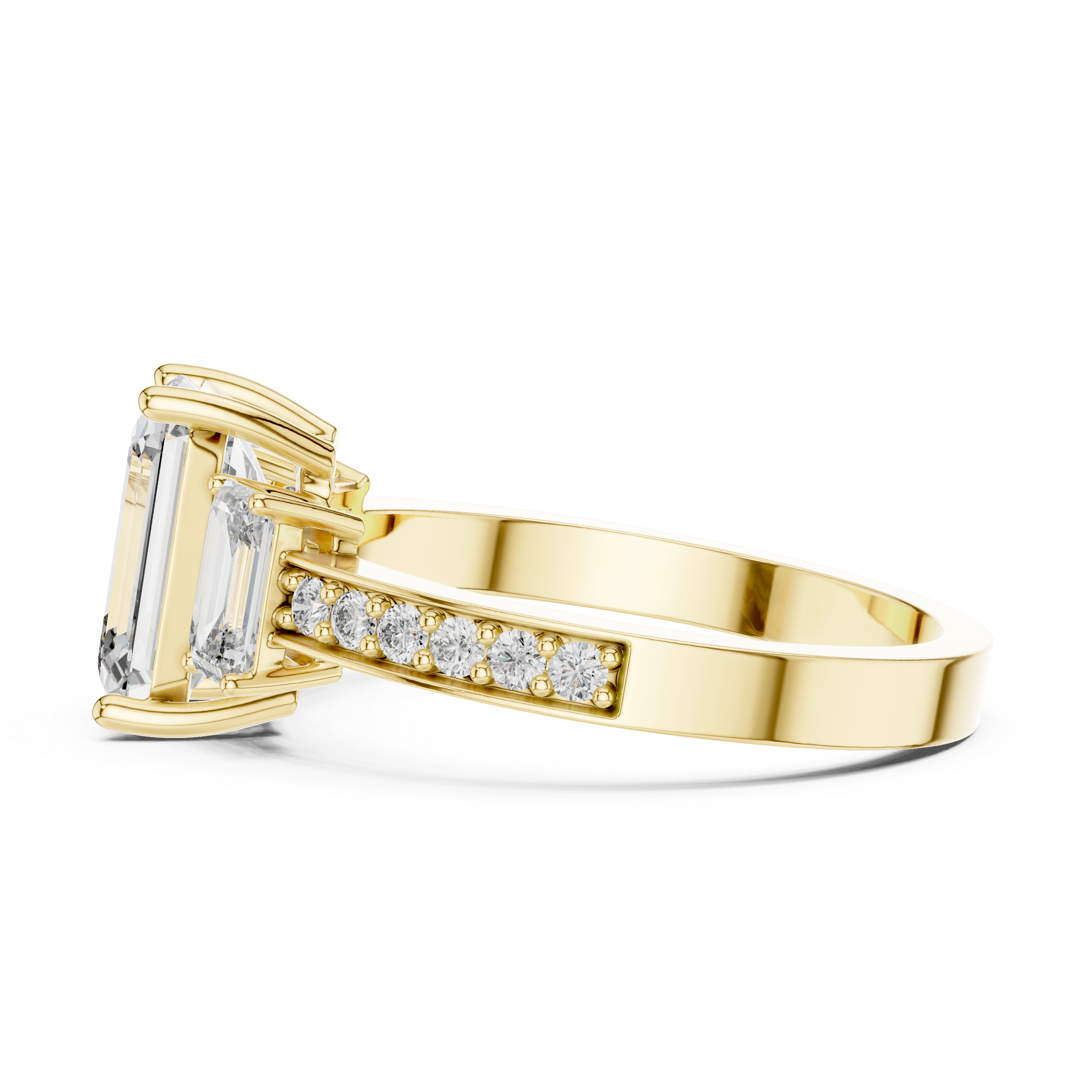 EMRALD  ENGAGEMENT RING WITH UNIQUE BAND