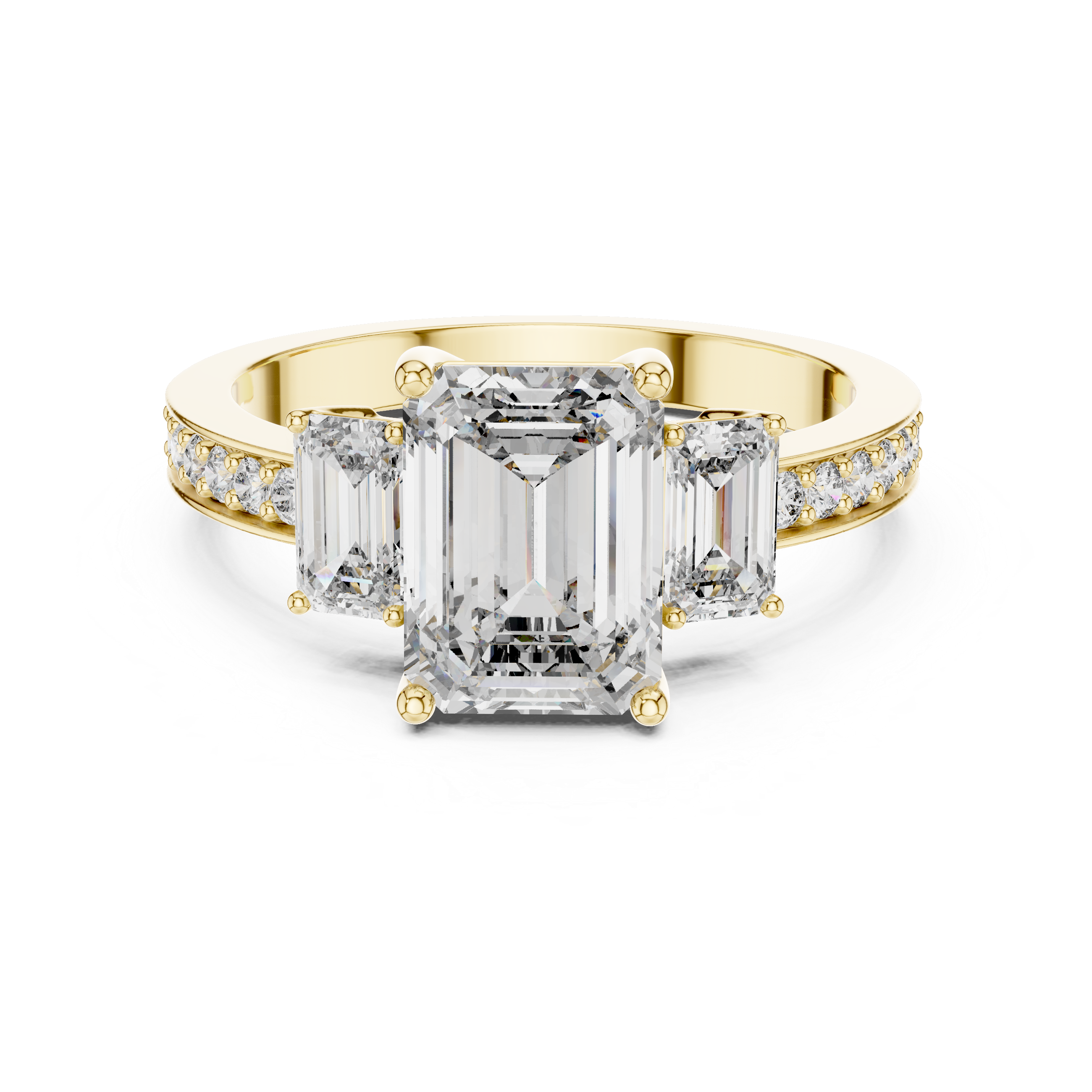 EMRALD  ENGAGEMENT RING WITH UNIQUE BAND