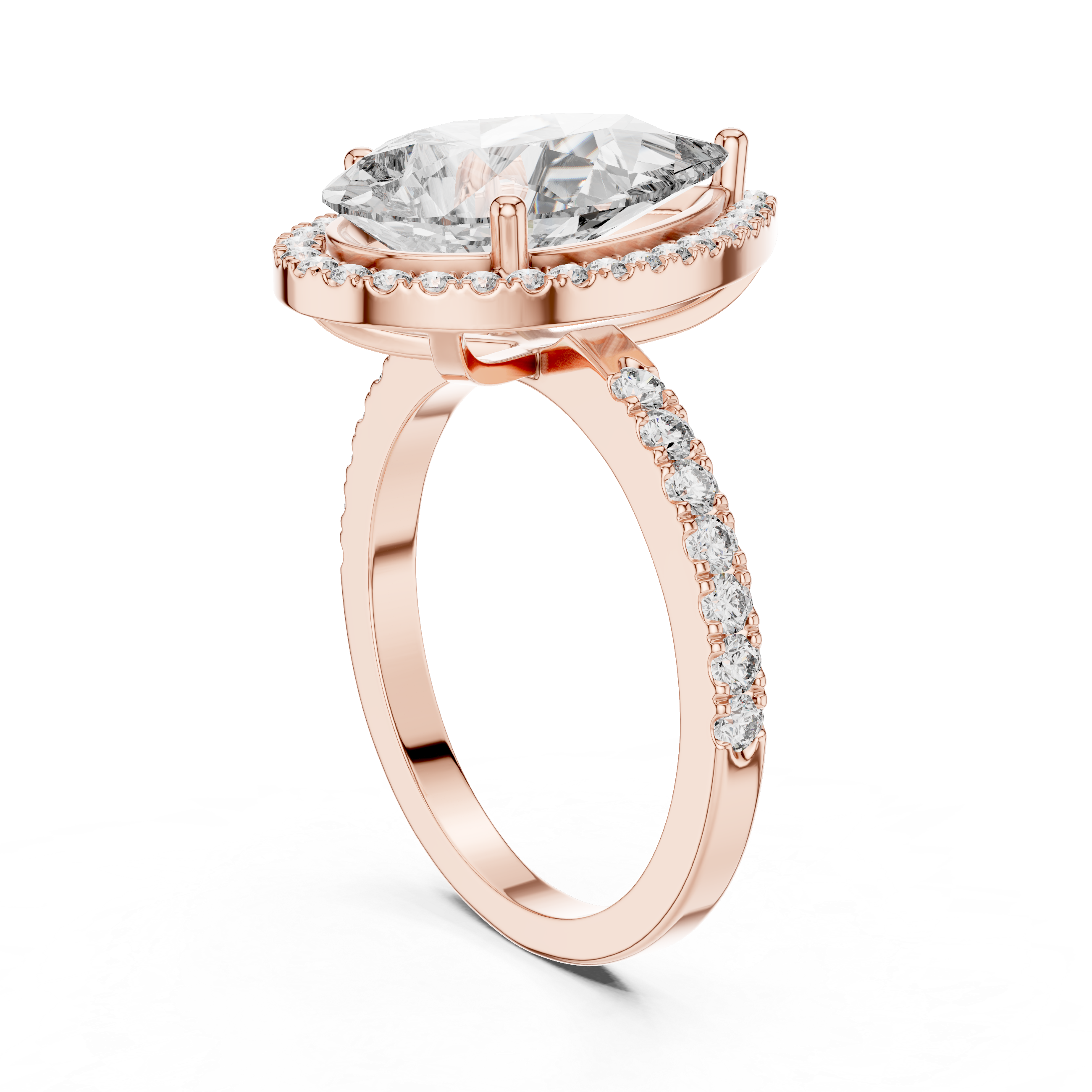 4CT Pear With Halo Setting Engagement Ring