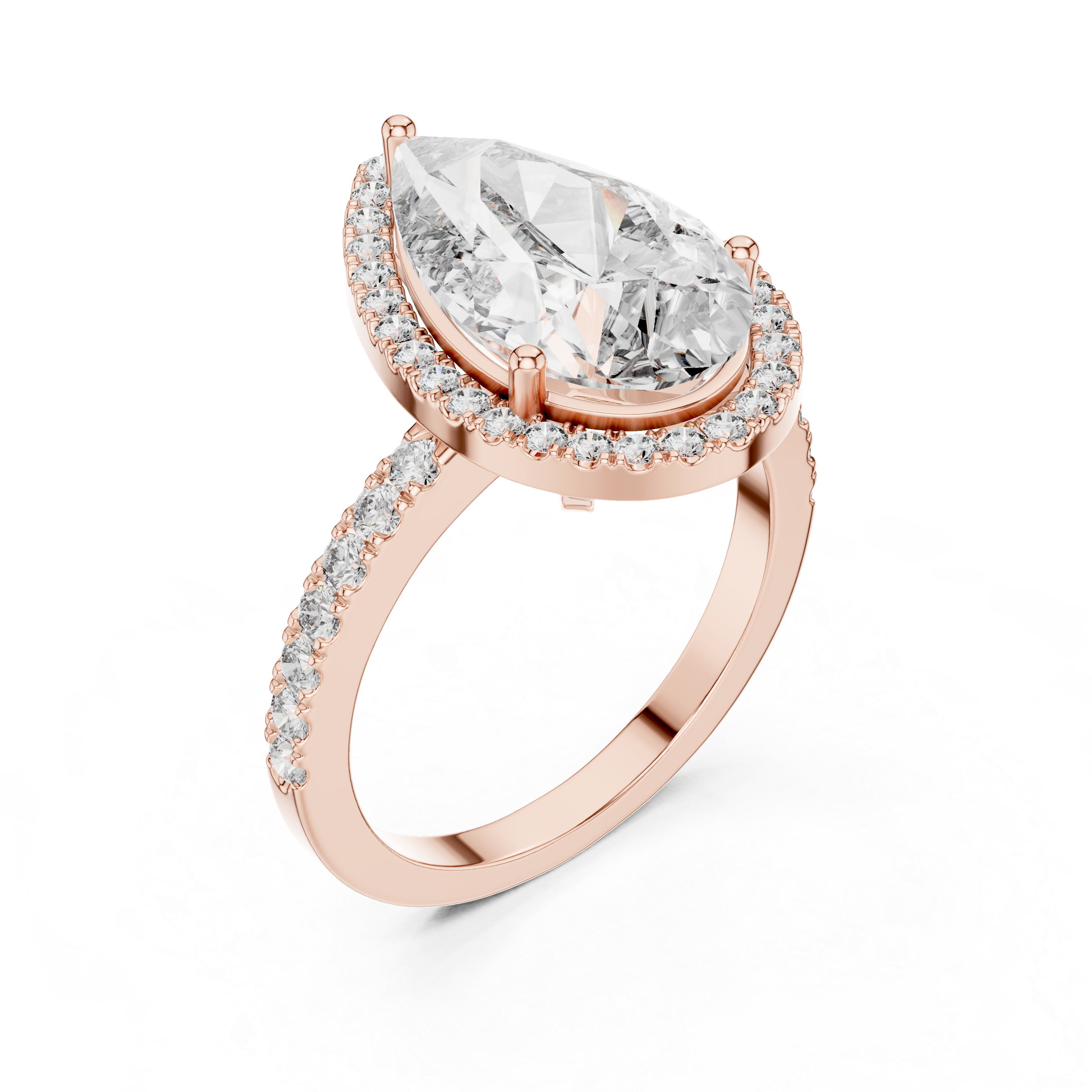 4CT Pear With Halo Setting Engagement Ring